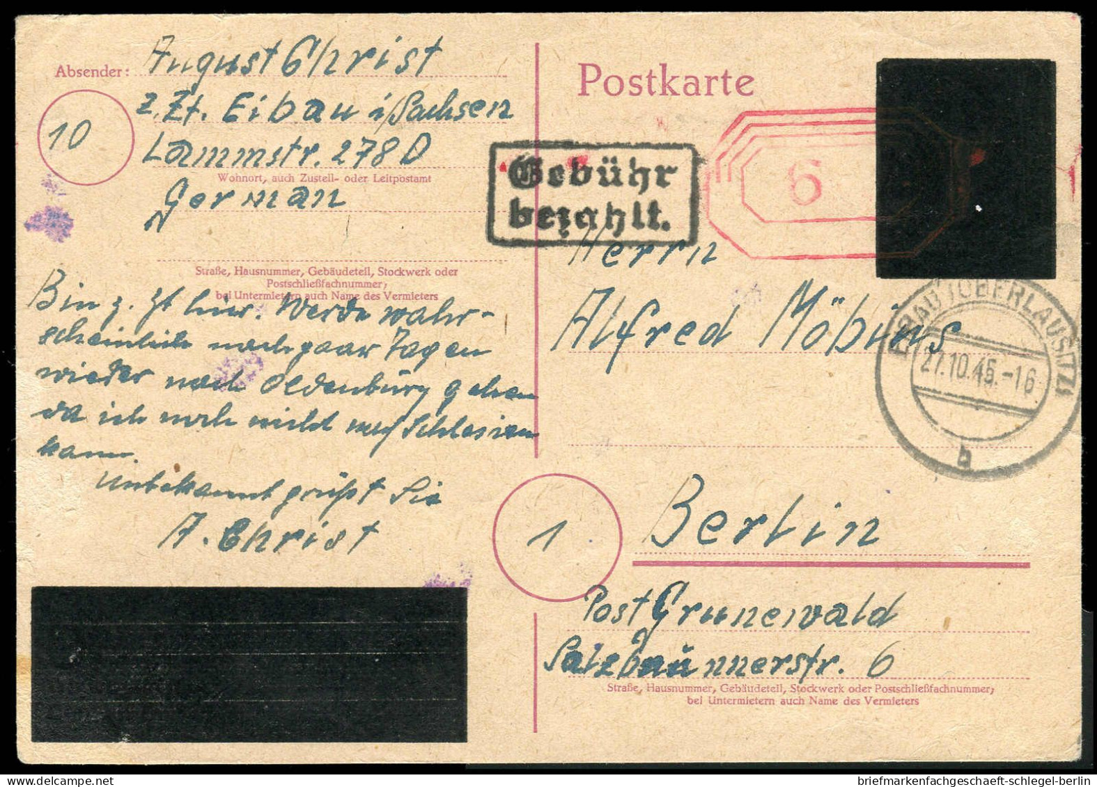 Gebühr Bezahlt, Belege 45-48, Notmaßnahmen, 1945, GA Oldenburg, ... - Other & Unclassified