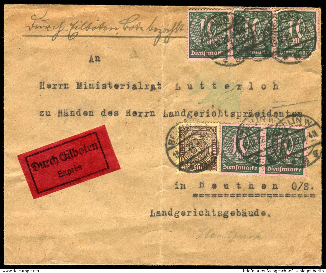 Deutsches Reich, 1922, D 33, D 68(5), Brief - Dienstmarken