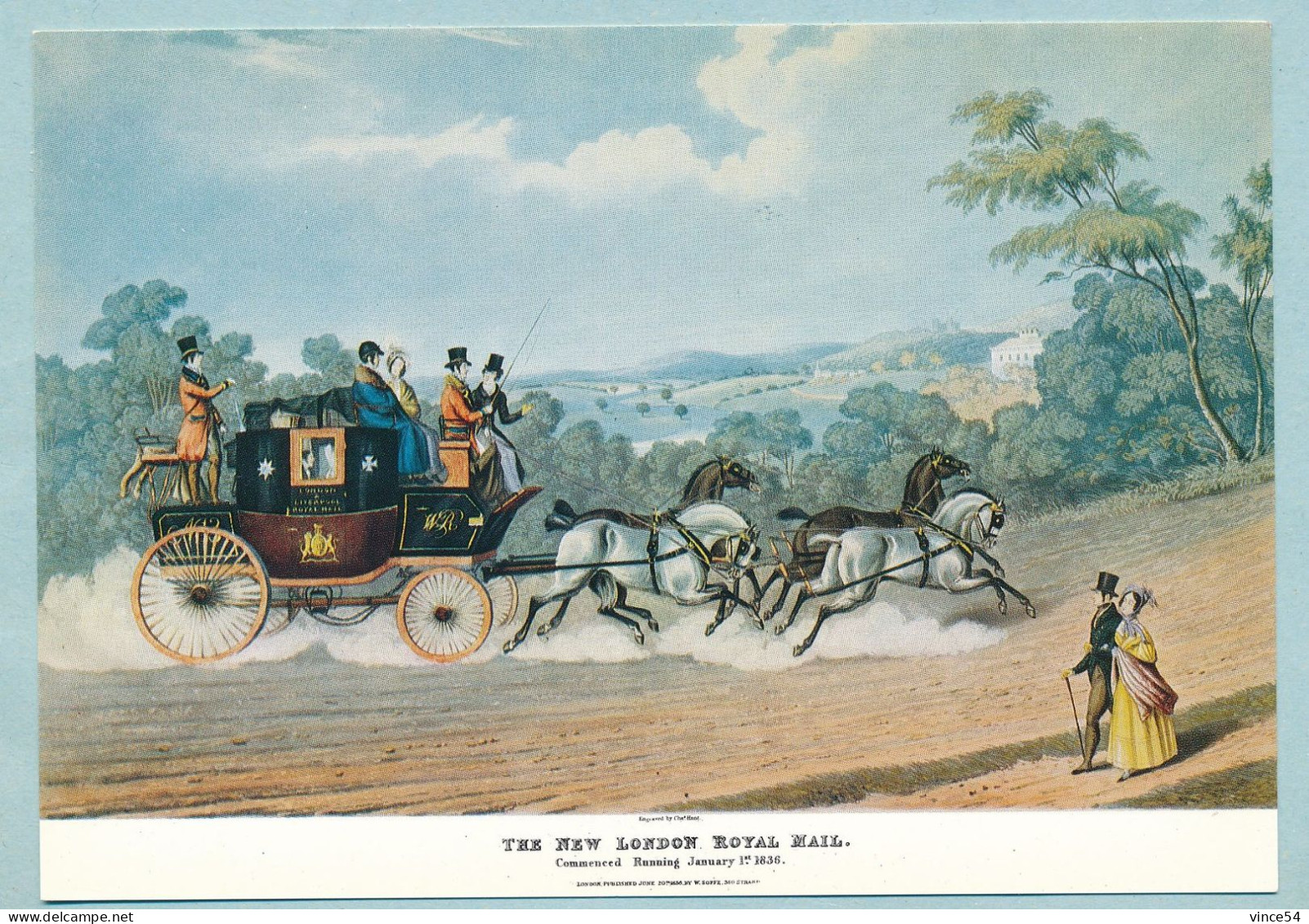 The New London Royal Mail D'après Aquatinte En Couleurs. Gravure De G. Hunt 1836 - Post
