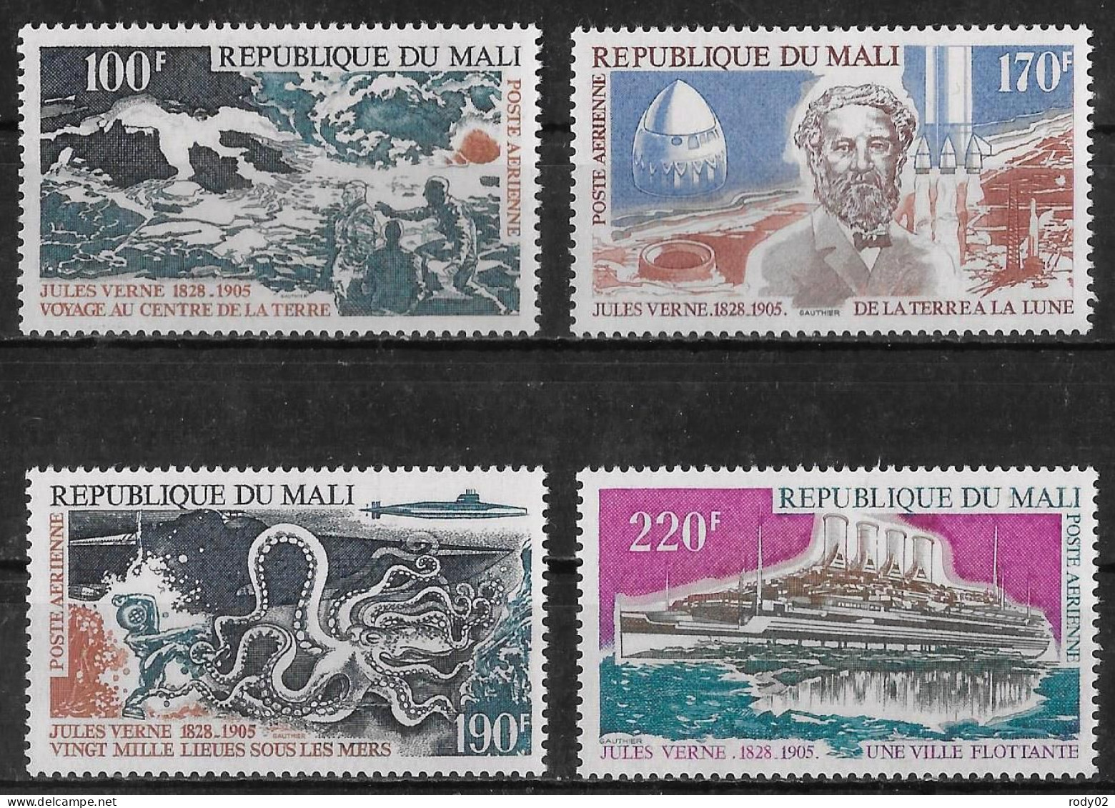 MALI - OEUVRES DE JULES VERNE - PA 239 A 242 - NEUF** MNH - Ecrivains