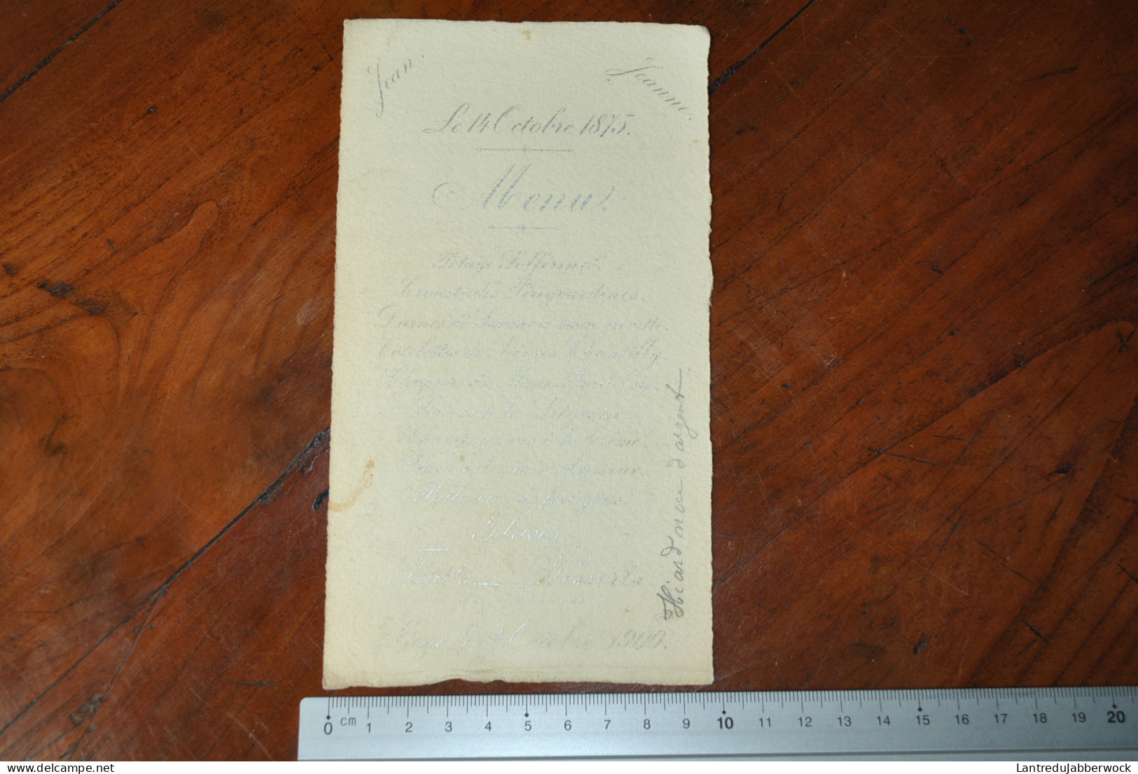 Menu De Noces D'argent 1875 Liège 14 Octobre 1900 De Jean Et Jeanne Lettrage Argenté Hiart Edouard Misonne - Menus