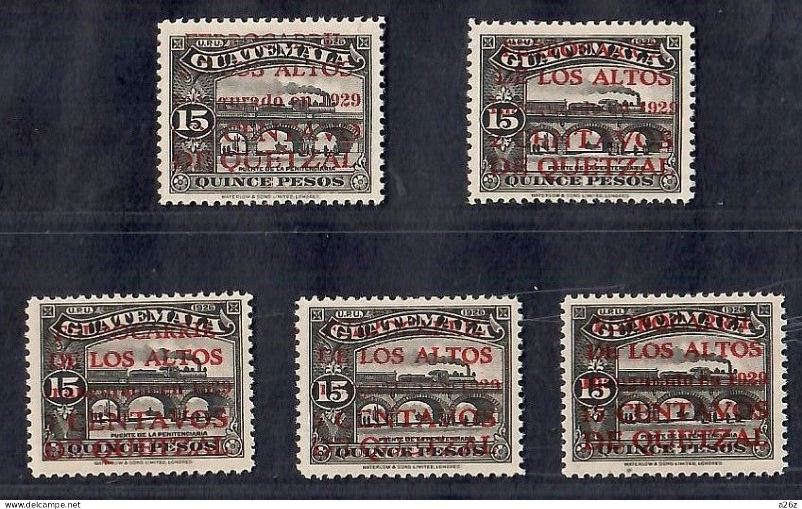 Guatemala 1930 La Penitenciaria Bridge Surcharged Opening Of Los Altos Electric Railway 5V MNH - Guatemala