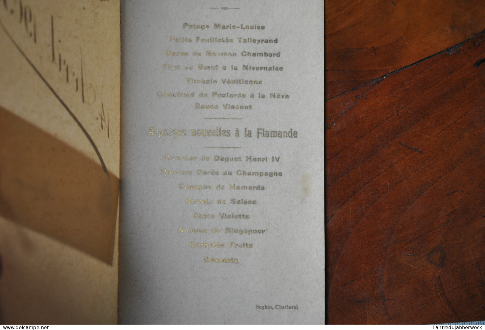 Menu Livret Dyptique Noeud Ruban Tissu Fiançailles Noce 14 Avril 1903 Monsieur Edouard Misonne Imp. Seghin Charleroi - Menú