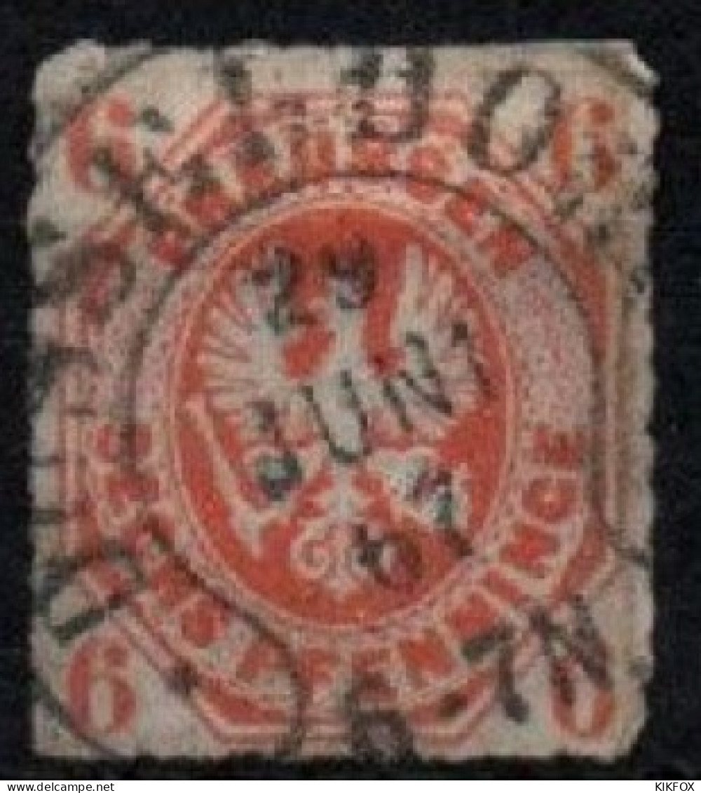 ALTDEUTSCHLAND , PREUSSEN, 1861, MI 15, 6 SGR, PREUSSISCHER ADLER IM OVAL, GESTEMPELT, OBLITERE, - Used