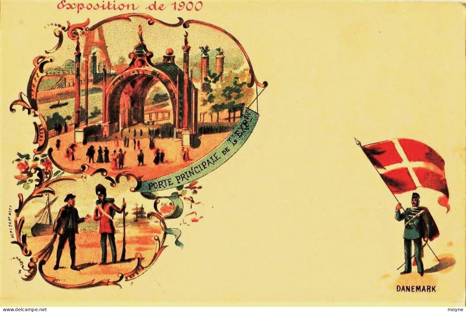 1823 - DANEMARK  -  EXPOSITION 1900 - CHROMO.   PORTE PRINCIPALE -   Illustrateur - Exposiciones