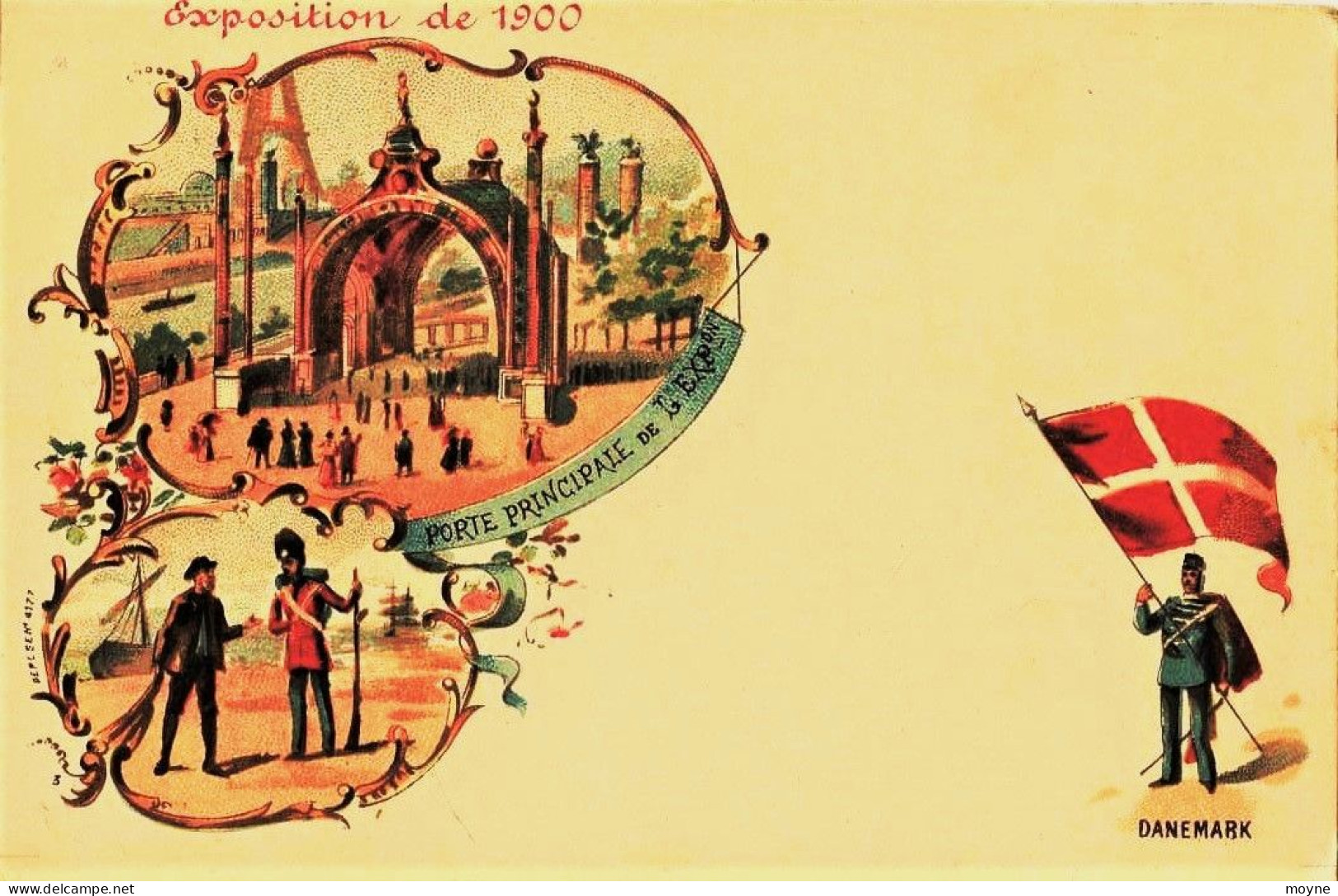 1823 - DANEMARK  -  EXPOSITION 1900 - CHROMO.   PORTE PRINCIPALE -   Illustrateur - Ausstellungen
