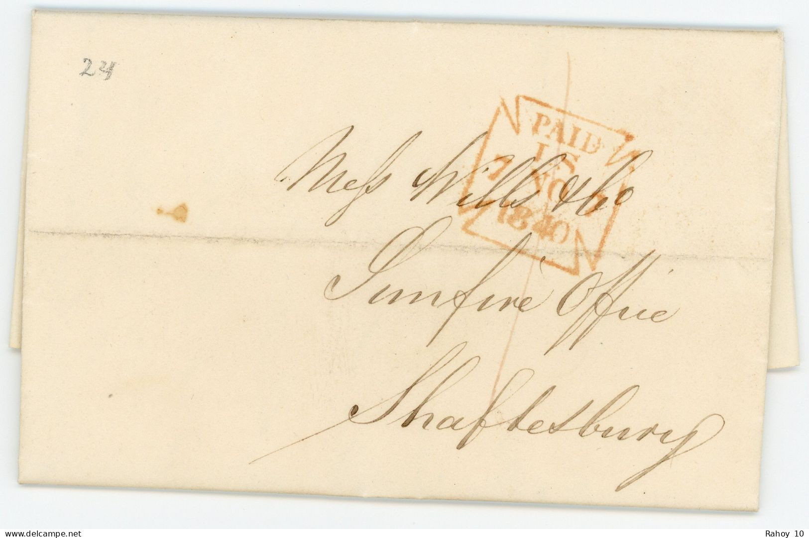 1840, Lombard Street Branch Office 7 NO 7 On Sun Fire Entire To Shaftesbury, CPB Cat.v. £15 - ...-1840 Vorläufer