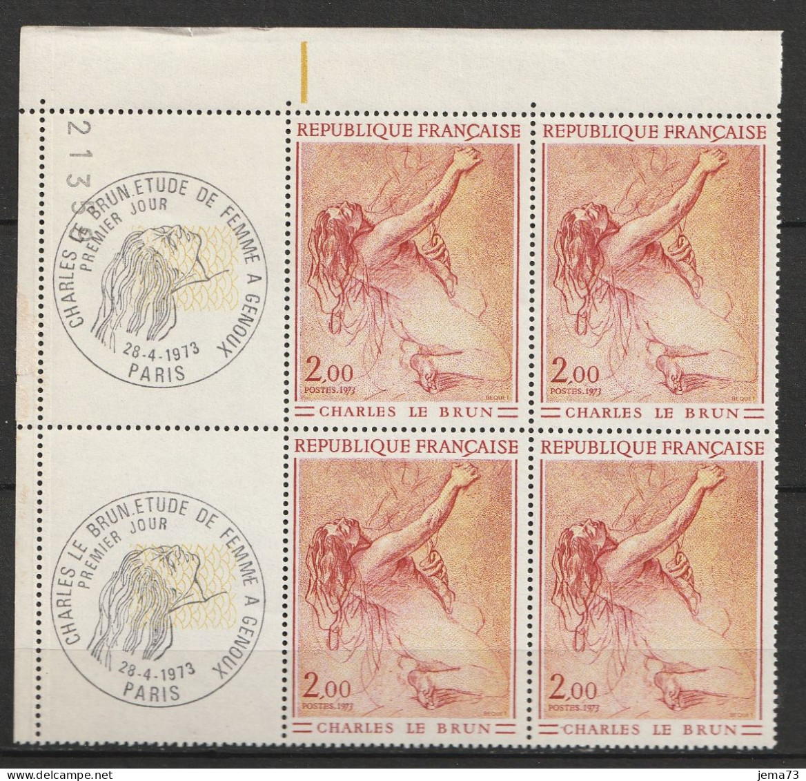 N° 1742 Ieuvre D'Art: C Le Brun Beau Bloc De 4 Timbres Neuf Impeccable, Beaux Timbres Neuf Impréccable - Ongebruikt