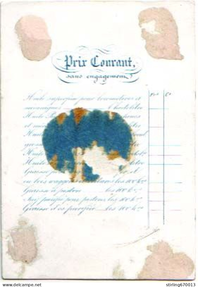 DE 1868 - Carte Porcelaine De D. Charvet, Fabricant D'huiles & Graisses A Mecaniques, Bruxelles - Autres & Non Classés