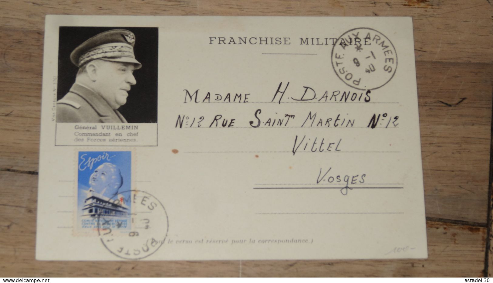 Carte Poste Aux Armées 1940 - General Vuillemin  ...... PHI .........240424-G1360 - Cartas & Documentos