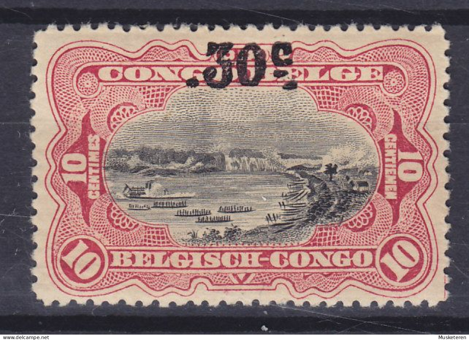 Belgian Congo 1922 Mi. 61, 30c. Auf 10c. Szene Am Kongo Overprinted Aufdruck, MH* (2 Scans) - Ongebruikt