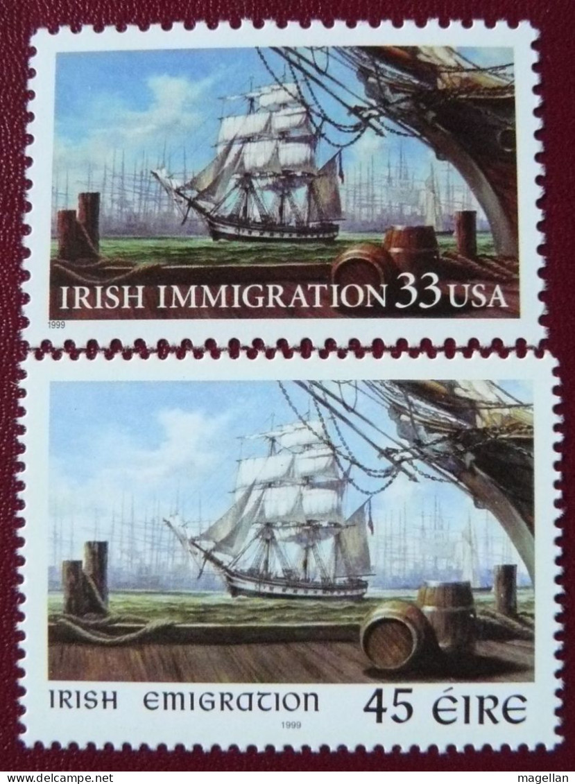 Irlande Yv. 1121 & USA Yv. 2853 Neufs ** (MNH) - 1999 - Bateaux - Voiliers - Boten