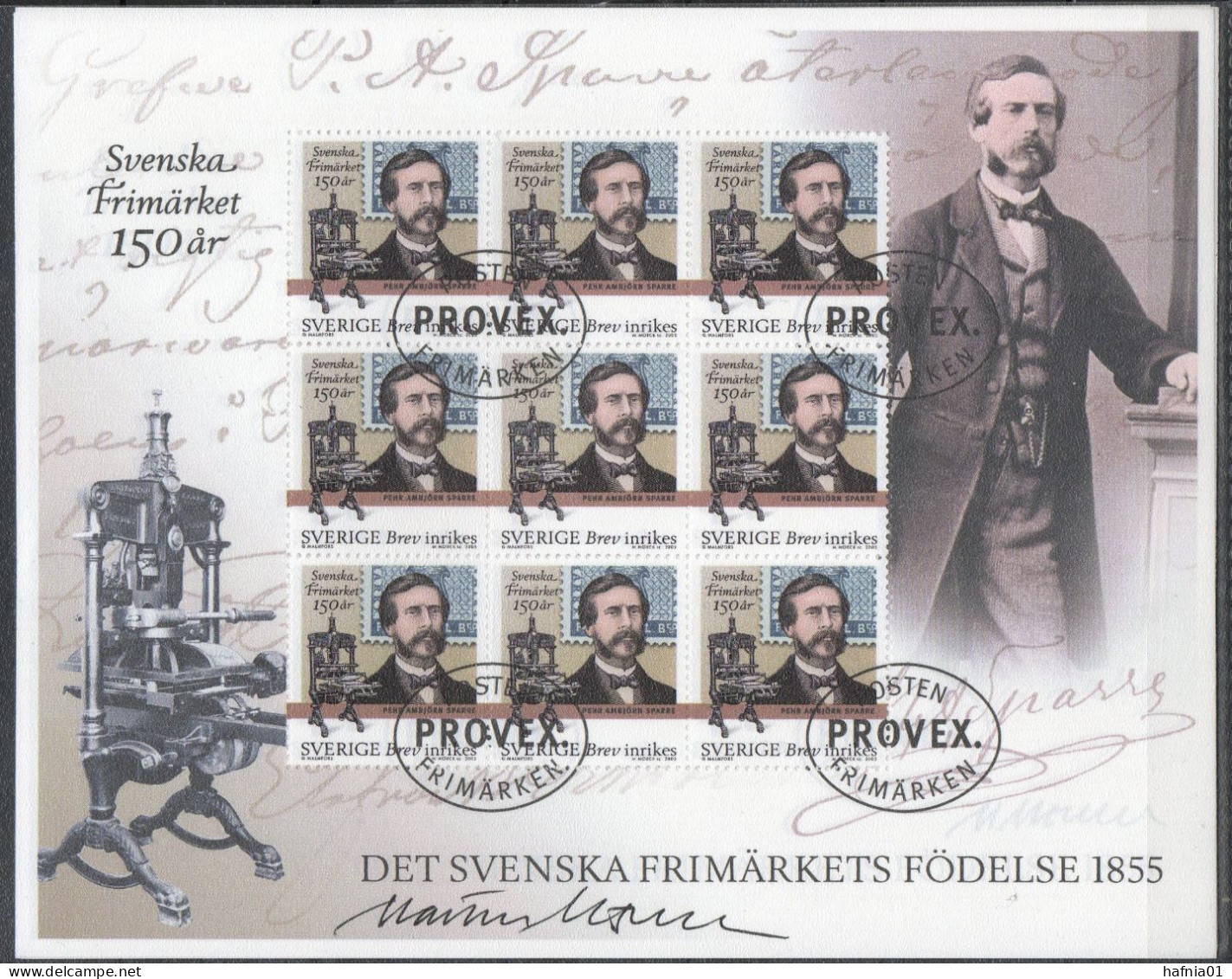 Martin >Mörck. Sweden 2005. 150 Anniv Swedish Stamps. Souvenir Sheet. Michel 2478. PROVEX. MNH. Signed. - Blocks & Sheetlets