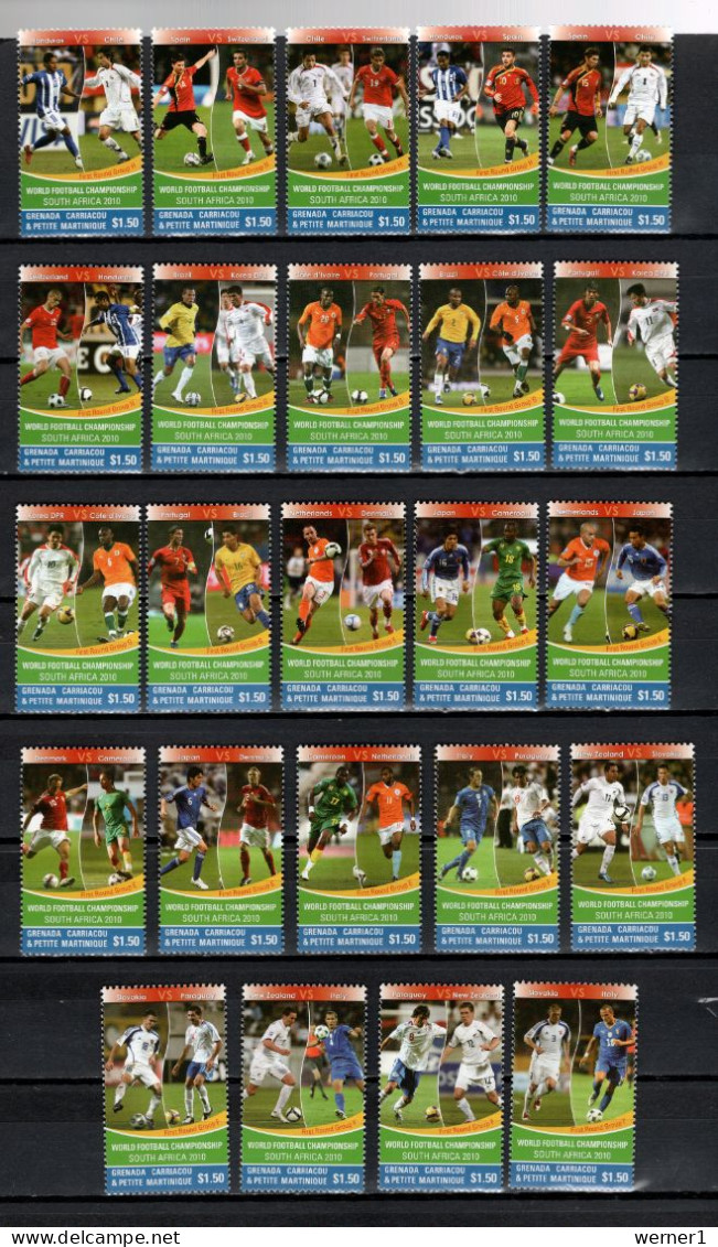 Grenada - Grenadines 2010 Football Soccer World Cup Set Of 24 + 3 S/s MNH - 2010 – Sud Africa