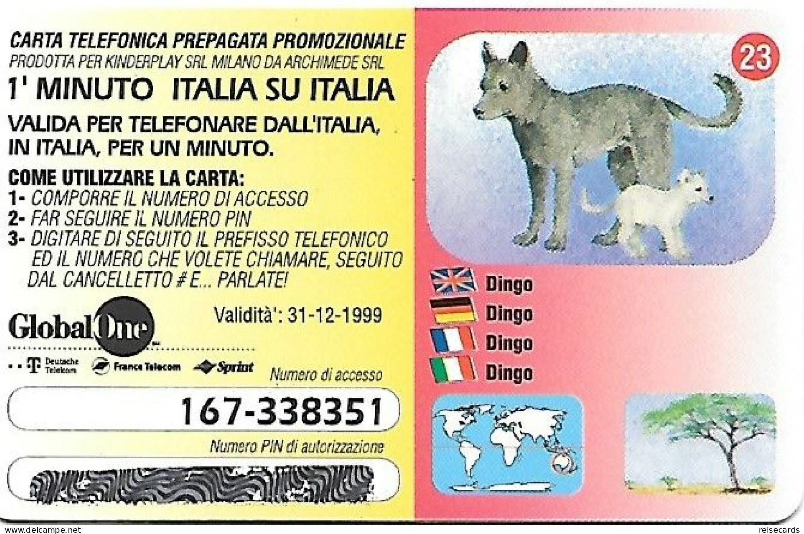 Italy: Prepaid GlobalOne - Save The Planet 23, Dingo - [2] Handy-, Prepaid- Und Aufladkarten