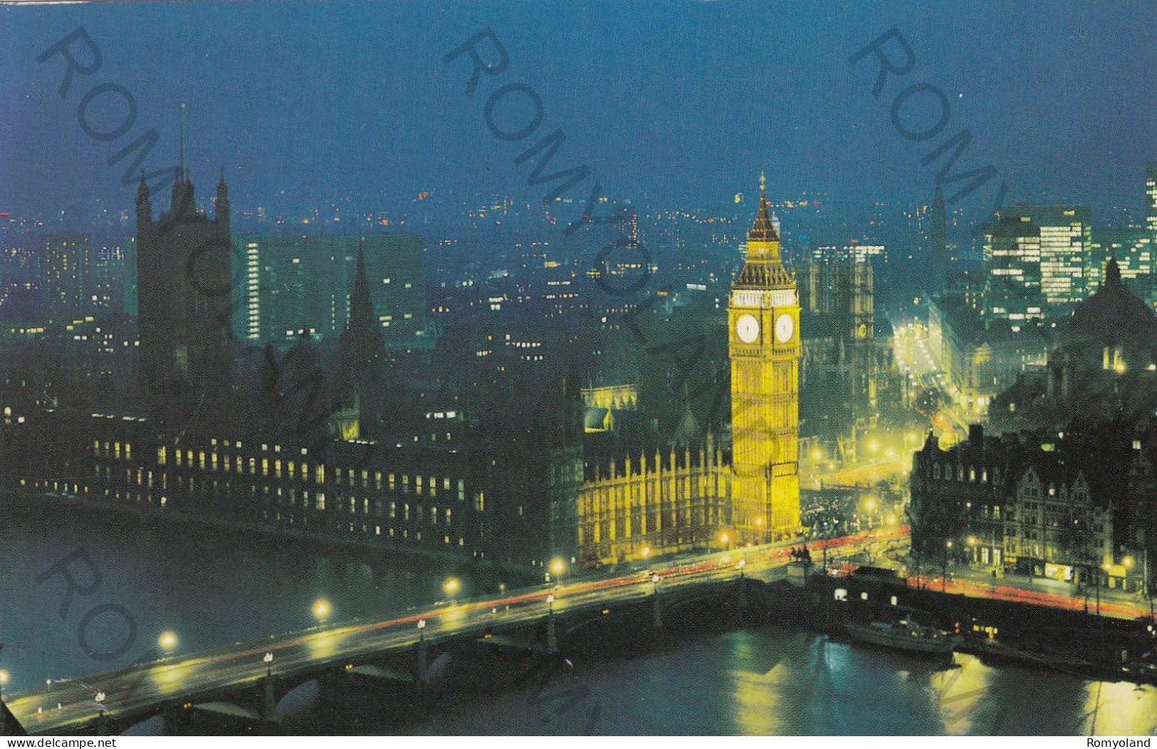 CARTOLINA  C9 LONDON,INGHILTERRA,REGNO UNITO-BIG BEN AND WESTMONSTER BRIDGE AT NIGHT-VIAGGIATA 1974 - Westminster Abbey