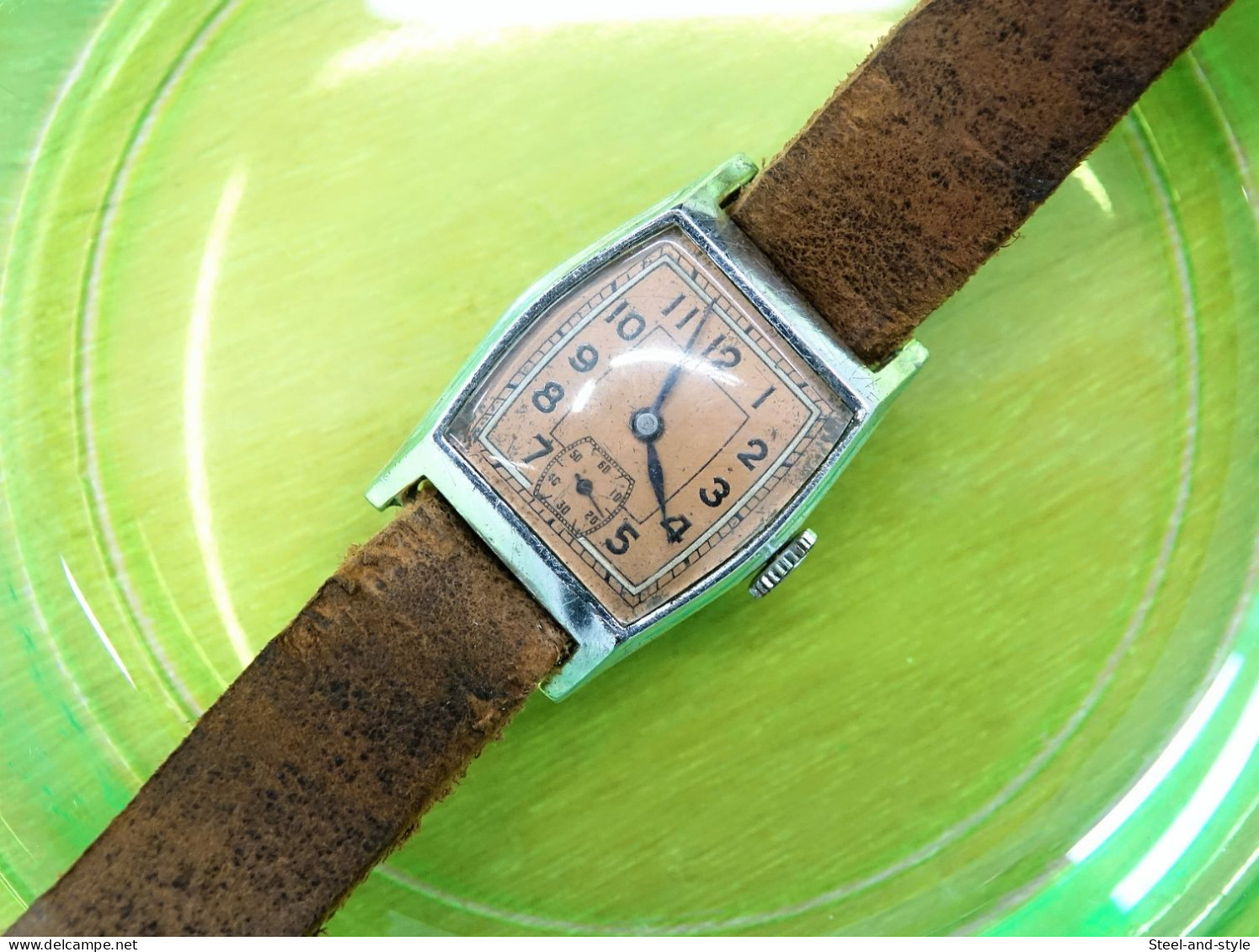Watches : OMICRA TANK ART DECO WITH HAND MADE BAND - 1940's - Original  - Running - Excelent Condition - Montres Modernes