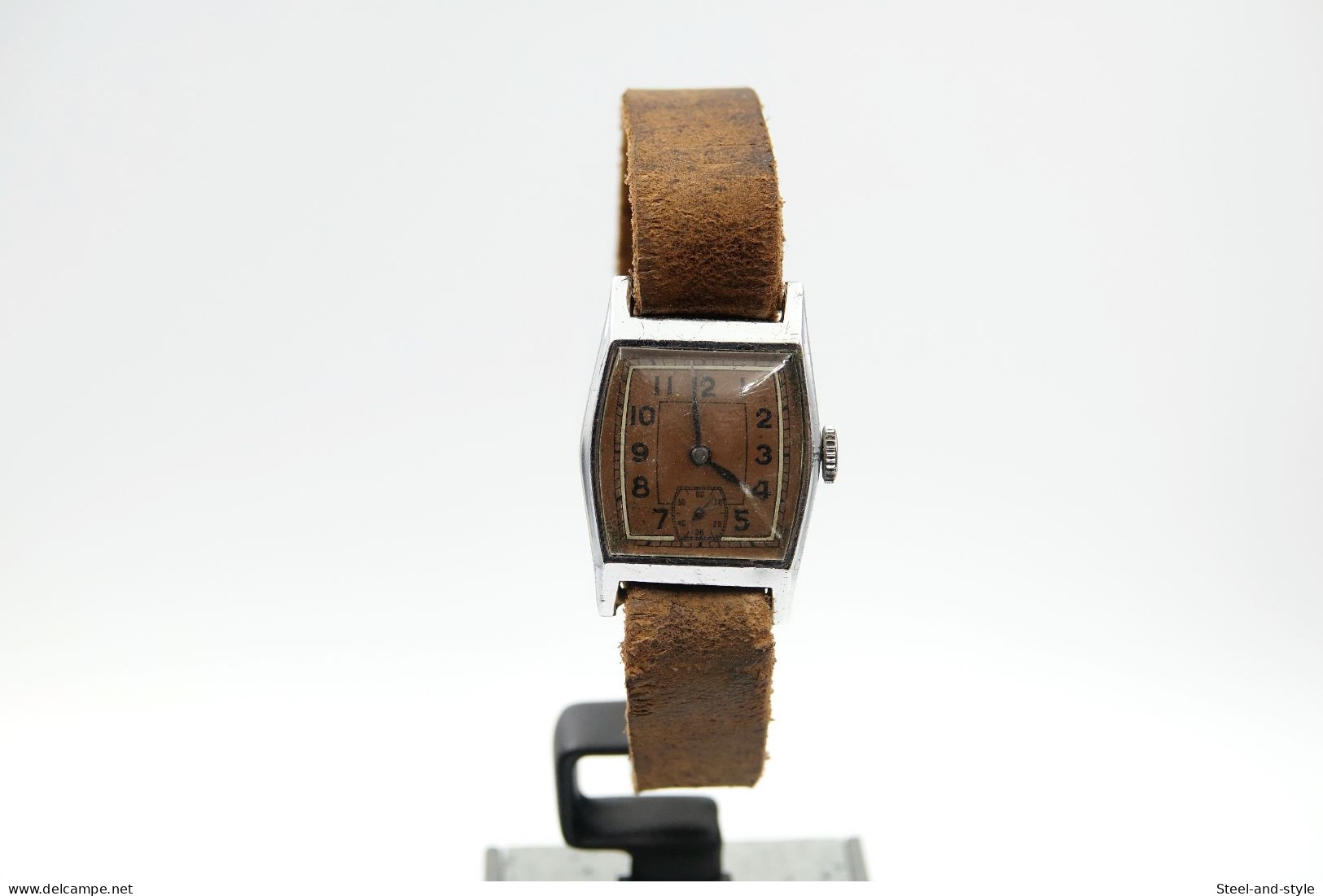 Watches : OMICRA TANK ART DECO WITH HAND MADE BAND - 1940's - Original  - Running - Excelent Condition - Moderne Uhren