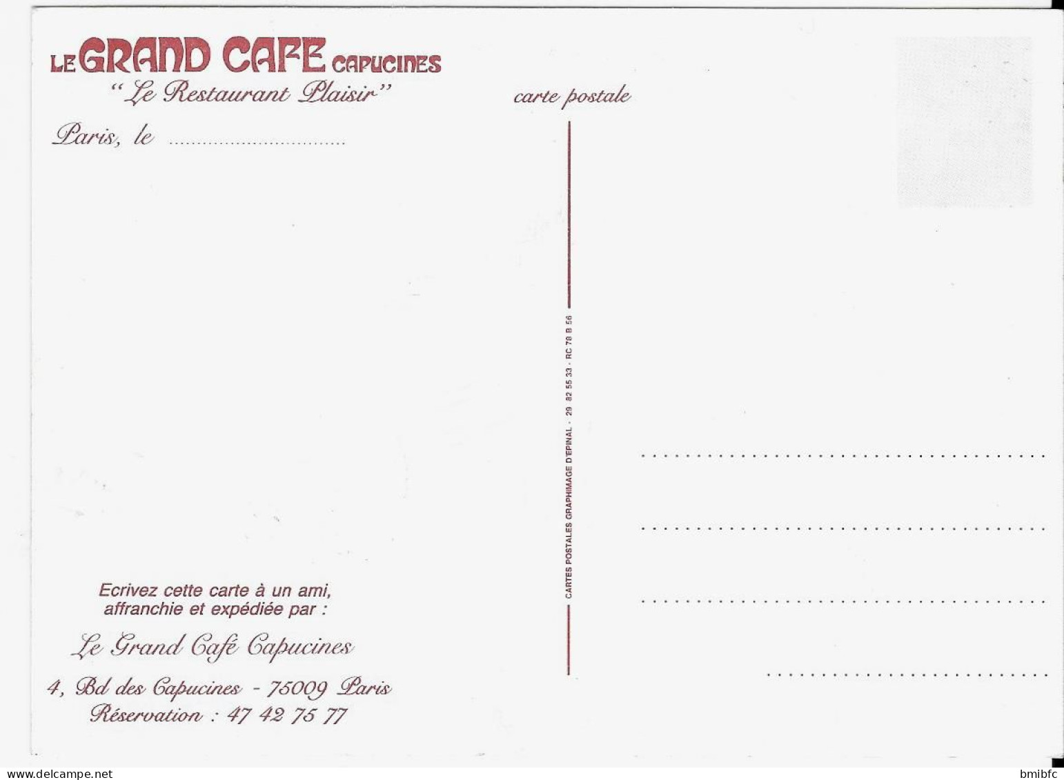 Le Grand Café Capucines 4, Bd Des Capucines 75009 PARIS - Réservation 47 42 75 77 - Cafés, Hotels, Restaurants