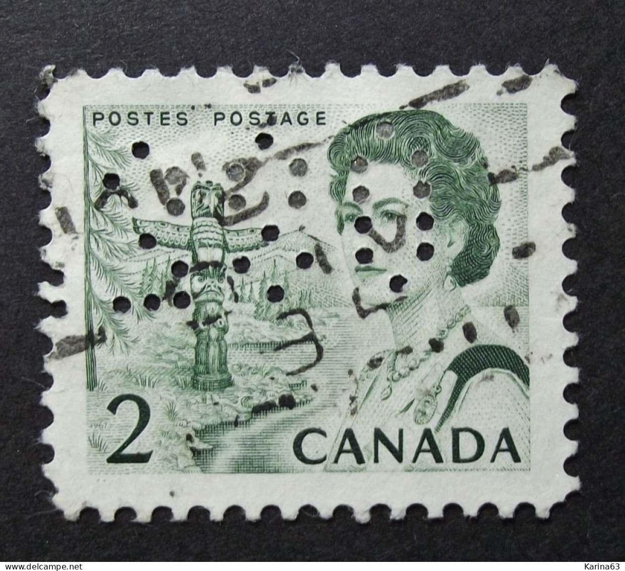 Canada - Perfin - Perforé -  380 (rare Number ) - Cancelled - Perfins