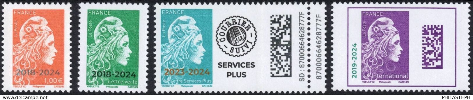 2024 -  Marianne L'Engagée SURCHARGEES (date émission/retrait) 1€ - LV - International - LSP - YT 5759/62 - Neuf ** - Nuevos