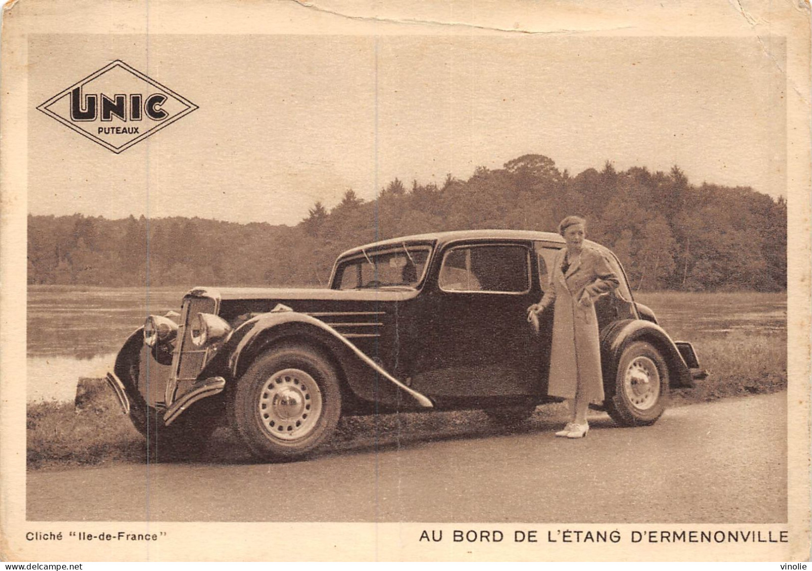 MO-24-364 : AUTOMOBILE L'ILE DE FRANCE BORD DE L'ETANG D'ERMENONVILLE. MARQUE UNIC. PUTEAUX - Turismo