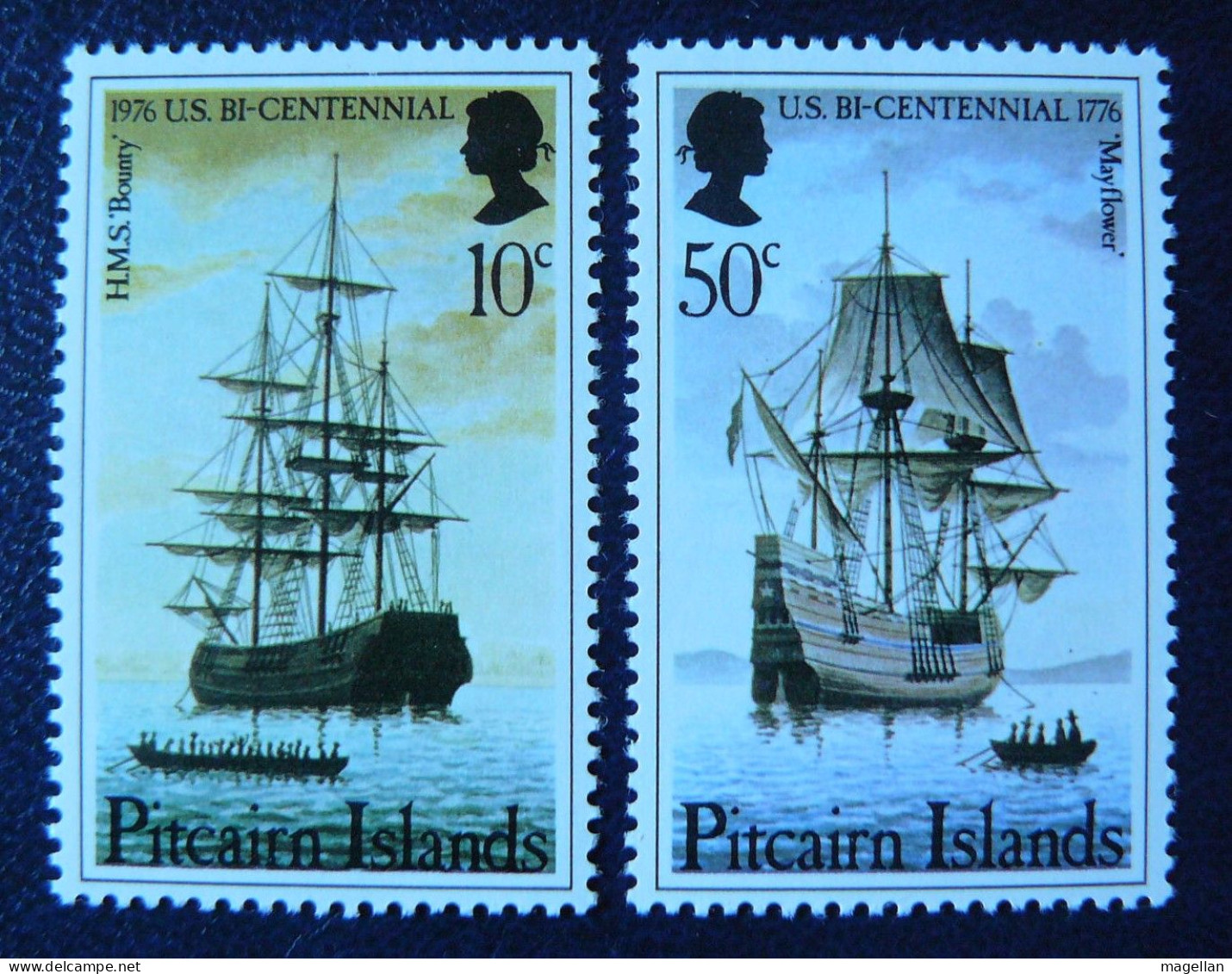 Pitcairn Yv. 555 & 557 Neufs ** (MNH) - 1976 - Bateaux - Voiliers - Bateaux