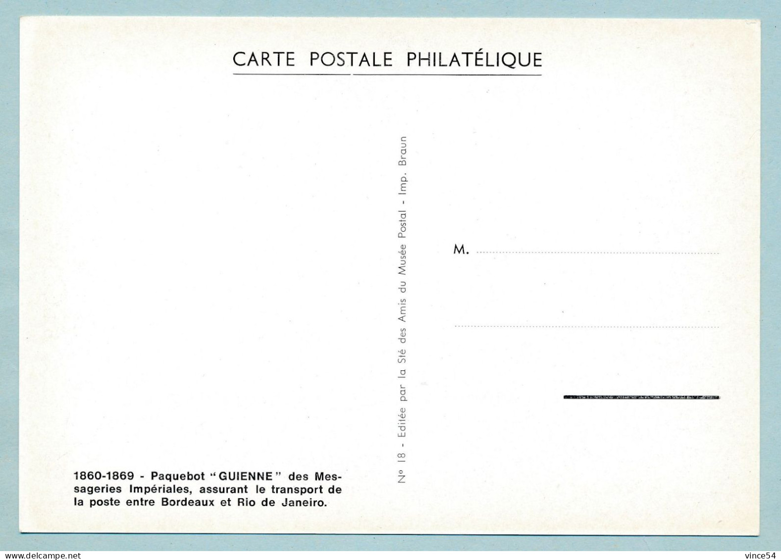 1860-1869 - Paquebot "GUIENNE" Des Messageries Impériales : Transport De La Poste Entre Bordeaux Et Rio De Janeiro - Poste & Facteurs