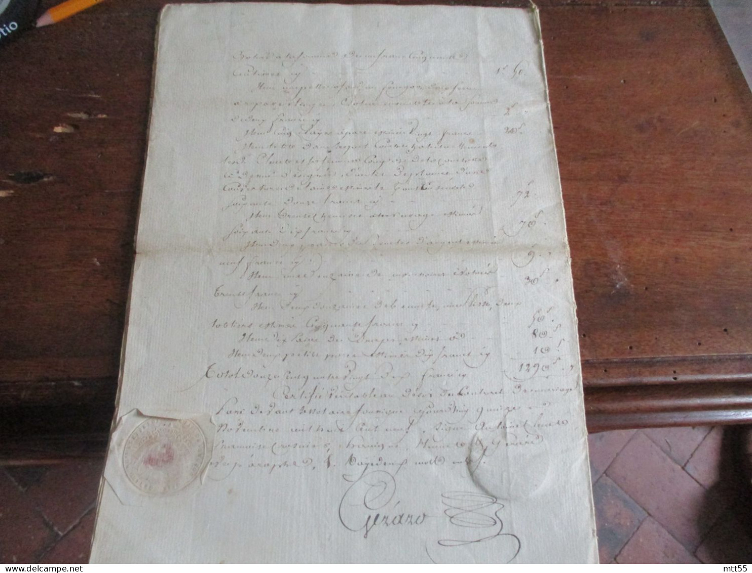 1809 CONTRAT DE MARIAGE MANUSCRIT TIMBRE FISCAL  8 PAGES