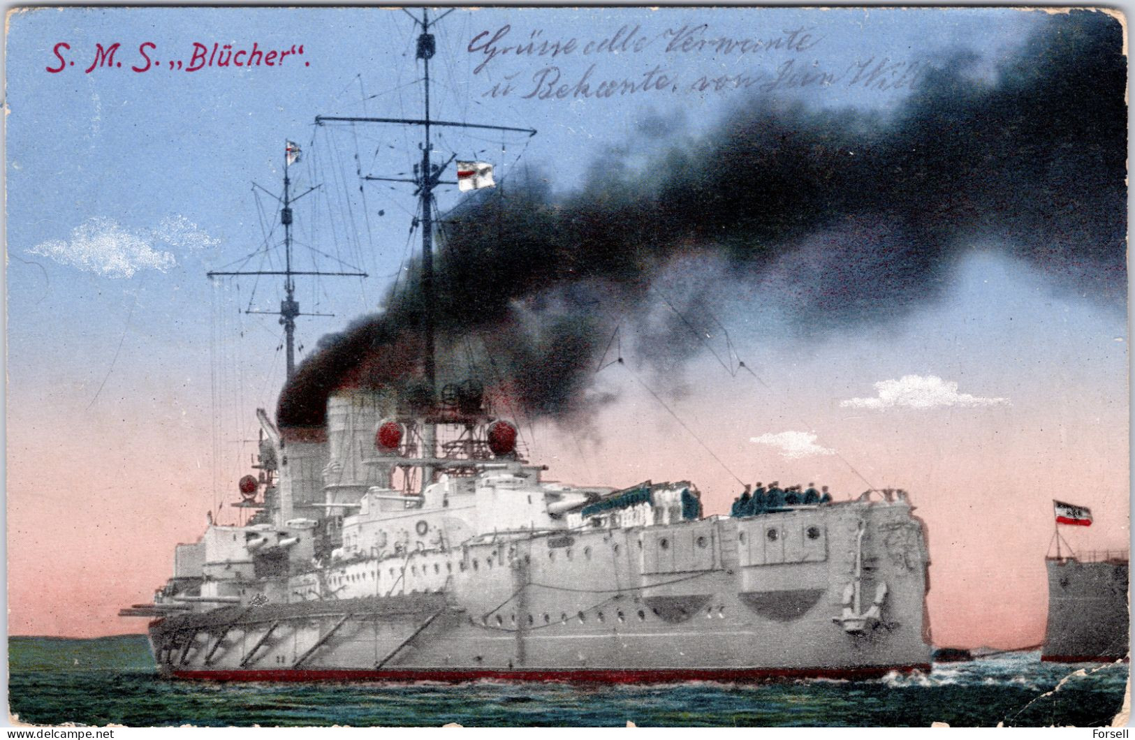 S.M.S. Blücher (Deutschland) (Gelaufen Als Feldpost 1915) - Warships