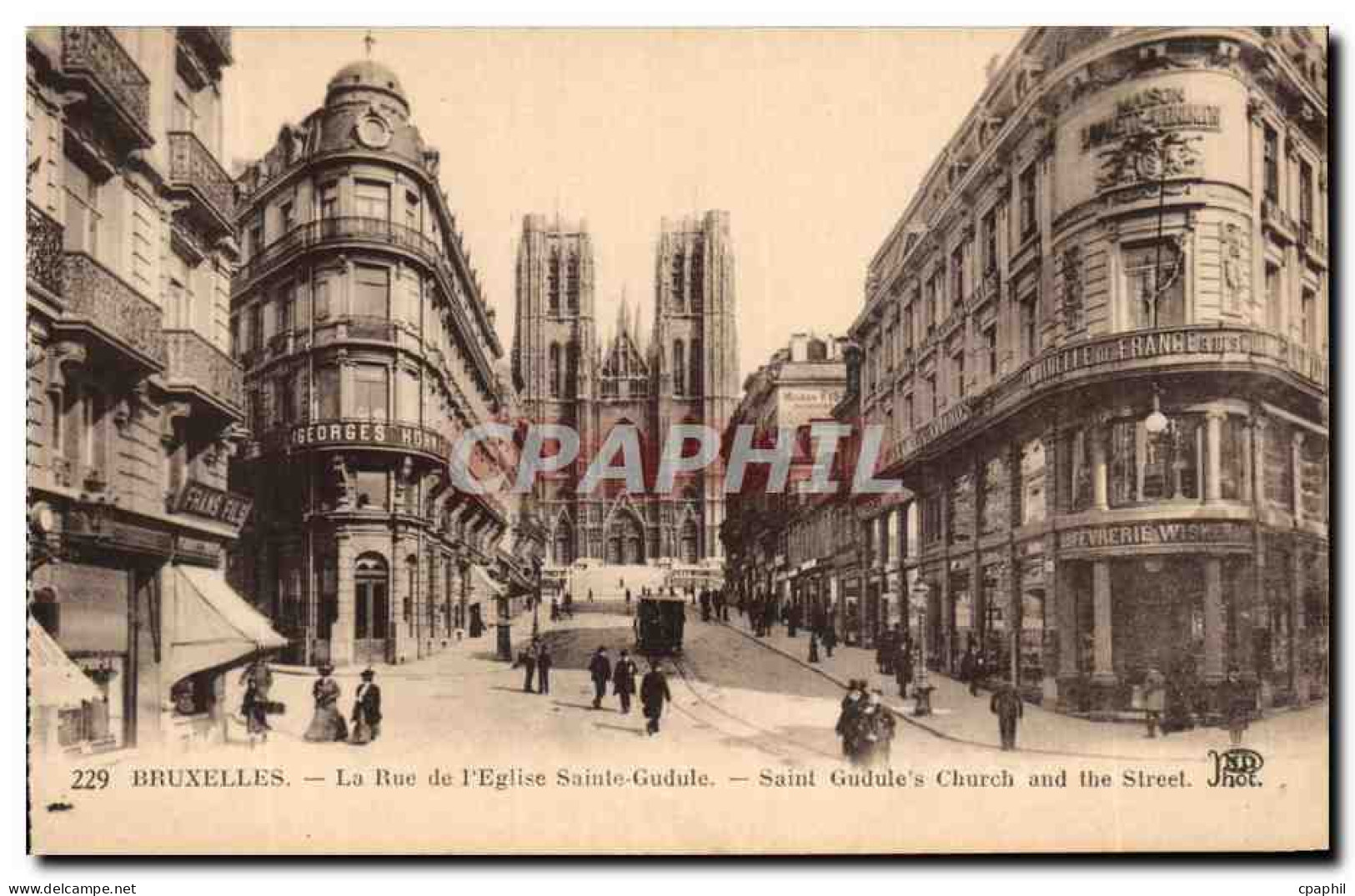 CPA Bruxelles La Rue De I&#39Eglise Sainte Gudule - Bauwerke, Gebäude