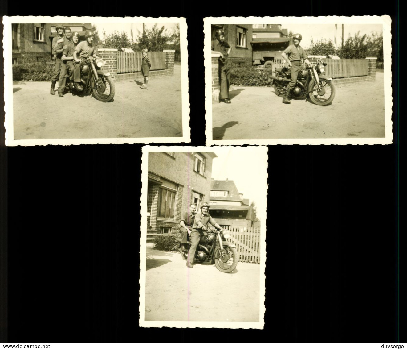 3 Petites Photos Moto Barbsen Allemagne Militaires Français 15 Septembre 1945 ( Format 6,5cm X 9,2cm ) - Cars