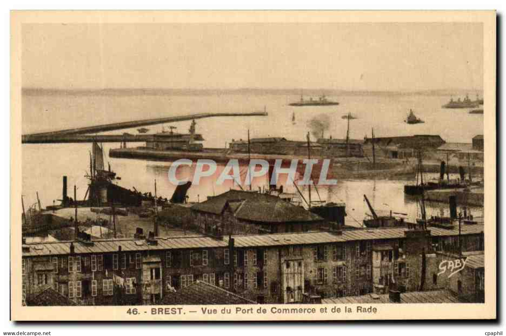 CPA Brest Vue Du Port De Commerce Et De La Rade Bateaux - Brest