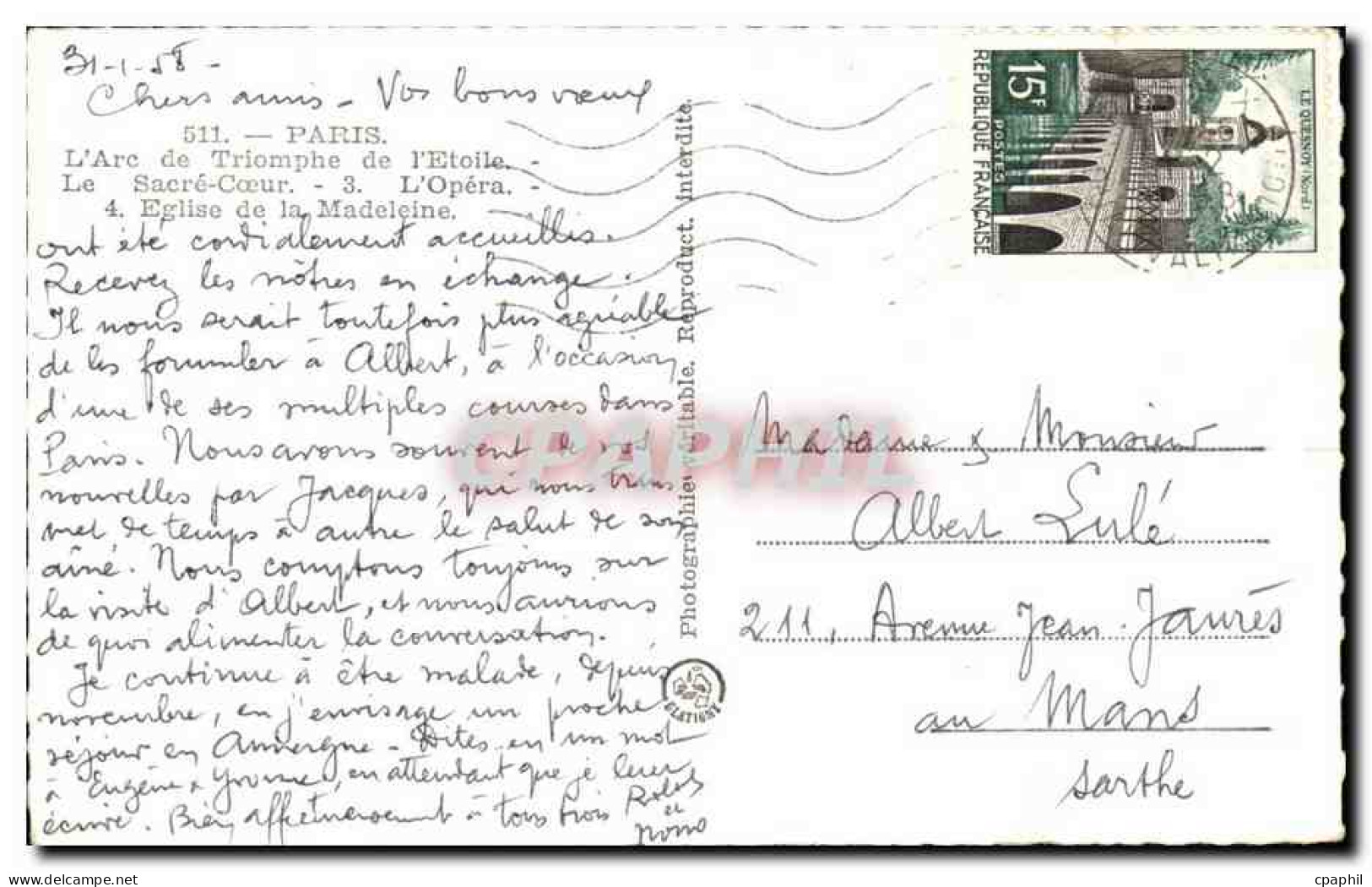 CPSM Paris L&#39Arc De Trimophe De L&#39Etoile Le Sacre Coeur L&#39Opera Eglise De La Madeleine - Multi-vues, Vues Panoramiques