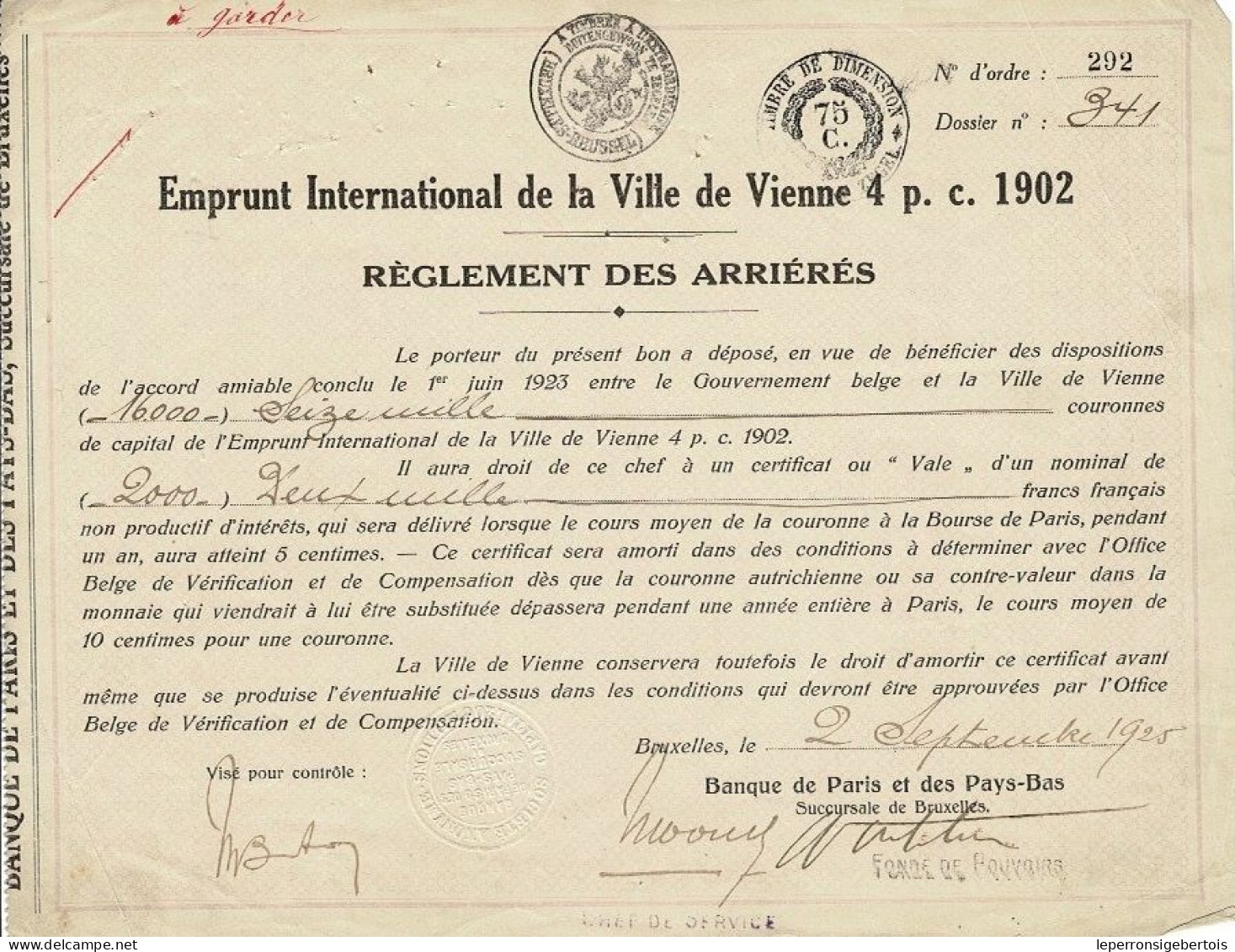 Titre De 1925 - Ville De Vienne - Emprunt International 1902 - 4% - - S - V