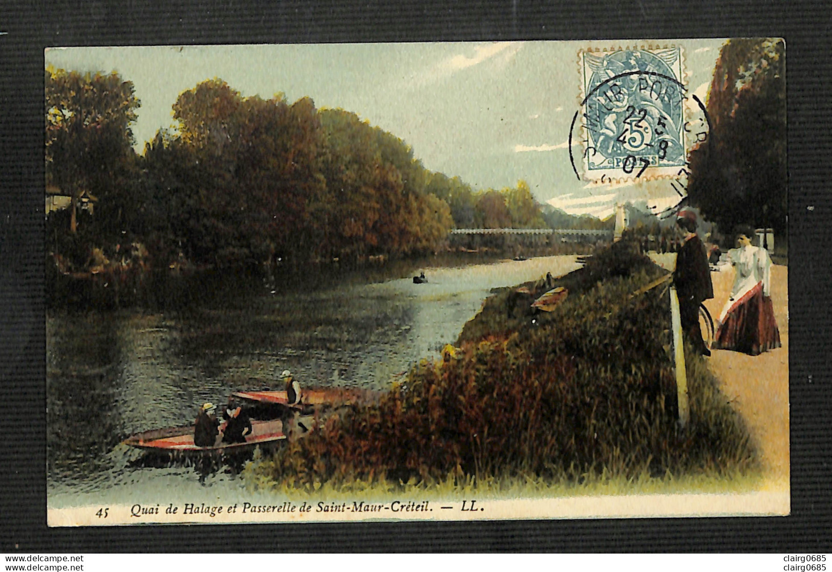 94 - CRETEIL - Quai De Halage Et Passerelle De Saint-Maur-Créteil - 1907 - (peu Courante) - Creteil