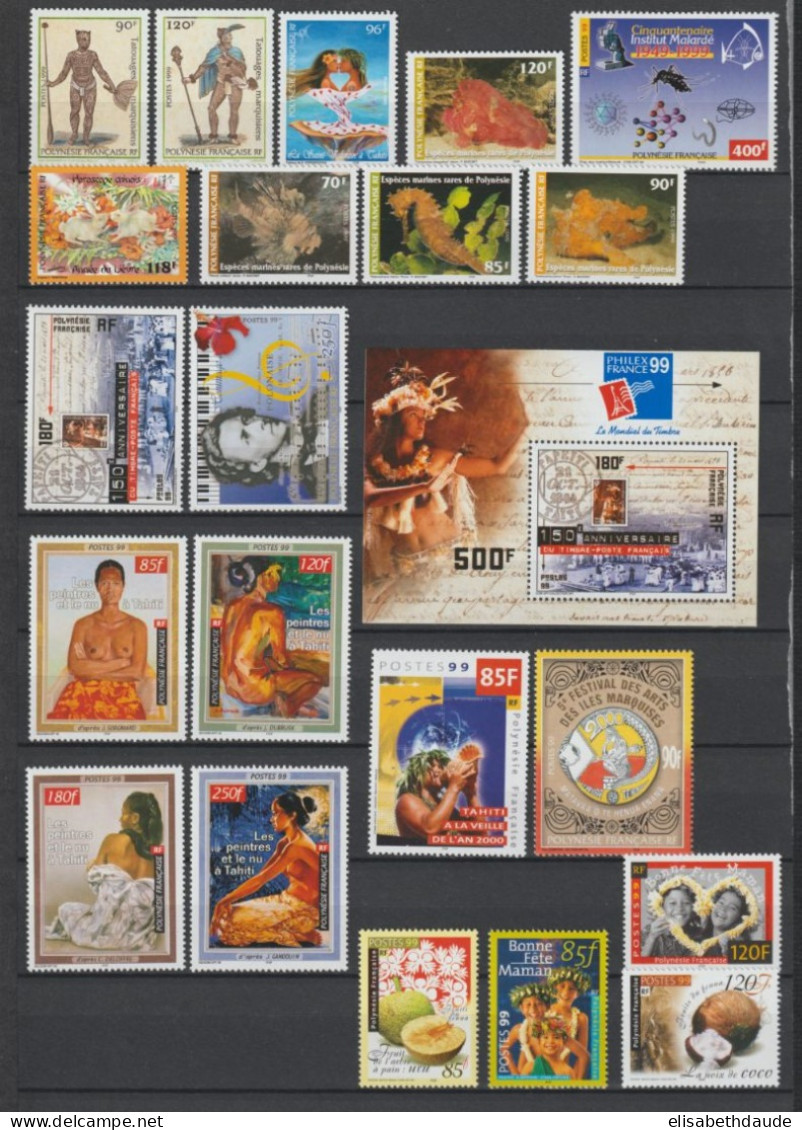 POLYNESIE - 1999 - LIVRAISON GRATUITE - ANNEE COMPLETE AVEC BLOC SAUF CARNET YT 590/601 ** MNH - - Full Years