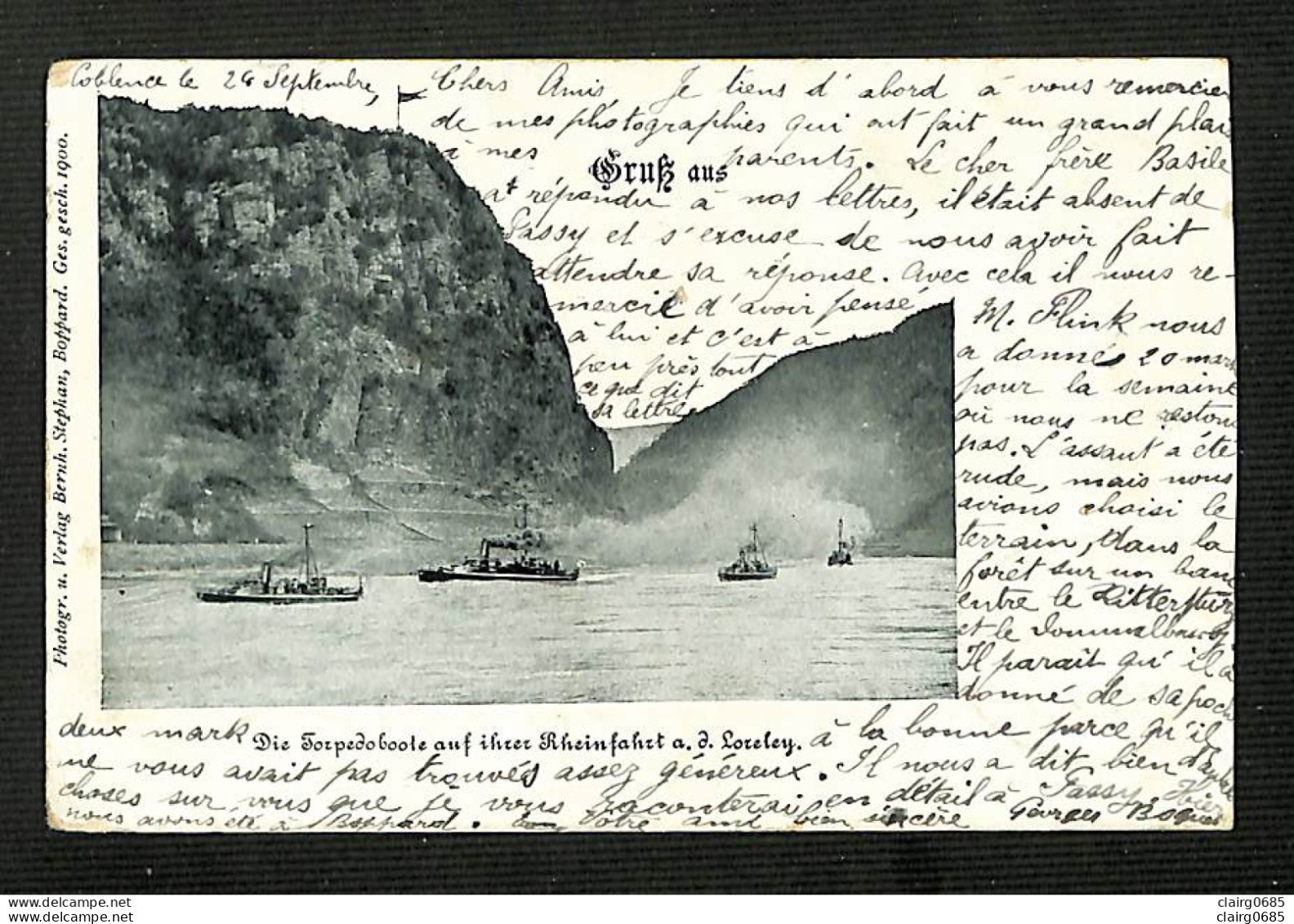 ALLEMAGNE - GRUSS AUS ... - Die Torpedoboote Auf Ihrer Rheinfahrt A. D. Loreley - 1900 - RARE - Loreley