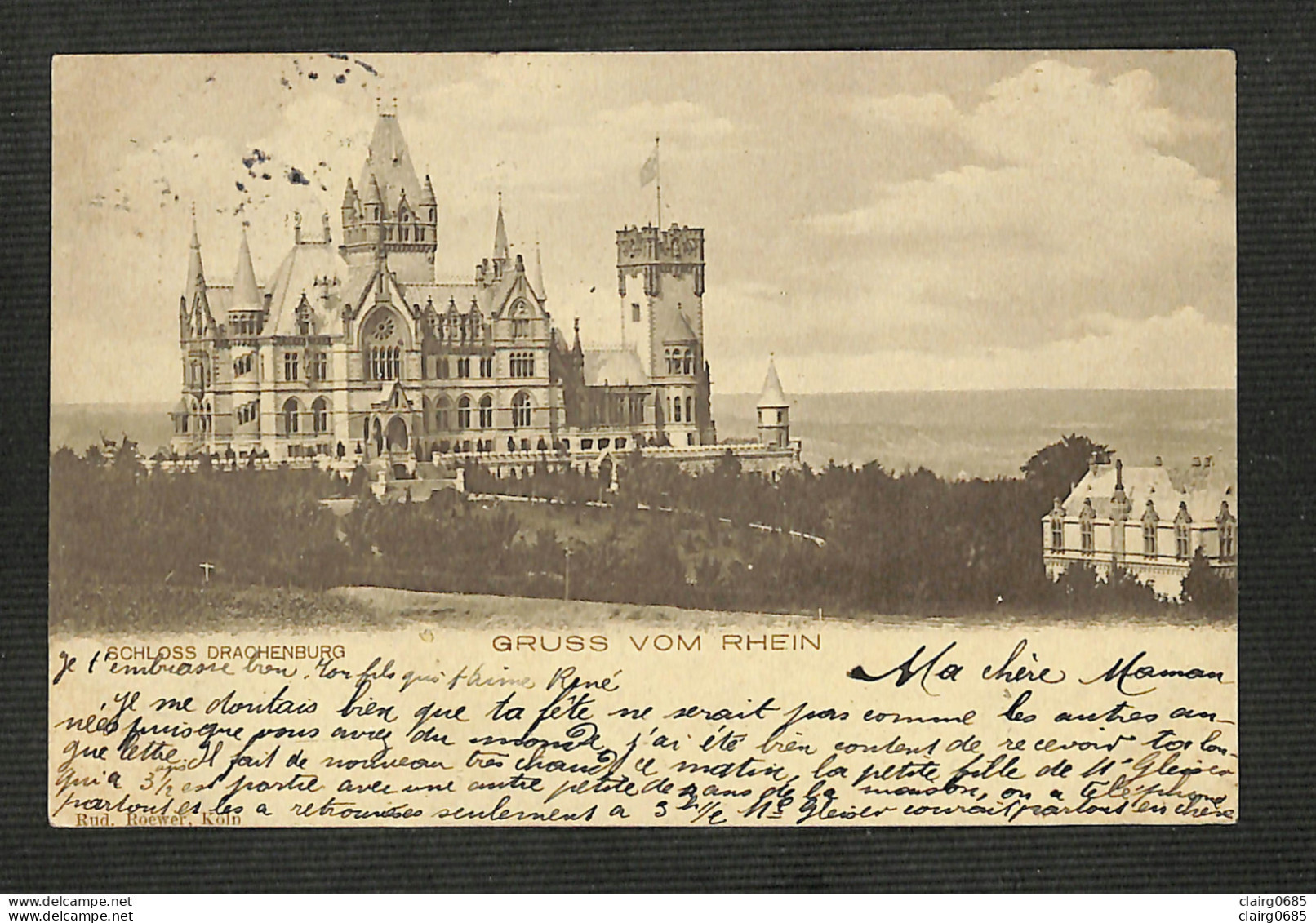 ALLEMAGNE - GRUSS VOM RHEIN - SCHLOSS DRACHENBURG - 1908 - Koenigswinter