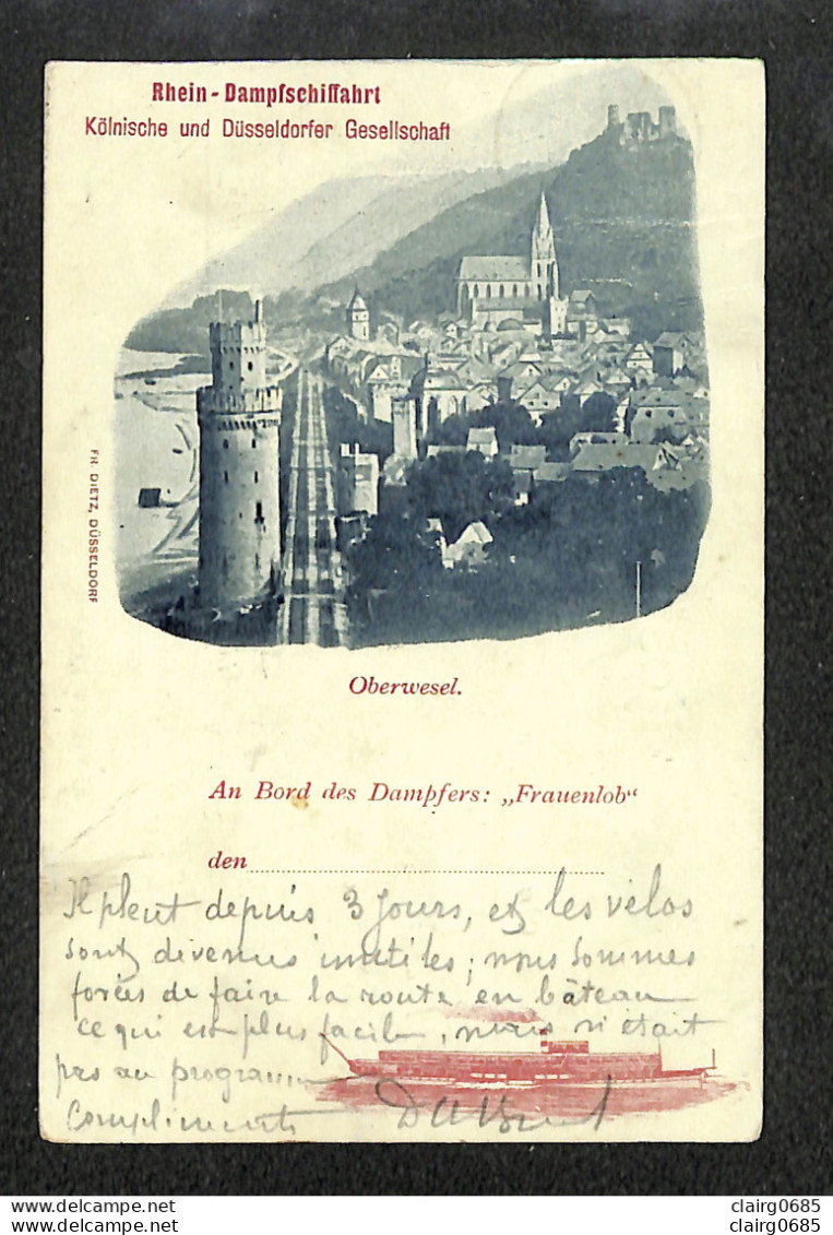 ALLEMAGNE - OBERWESEL - Rhein-Dampfschiffahrt - Kölnische Und Düsseldorfer Gesellschaft - 1899 - Oberwesel