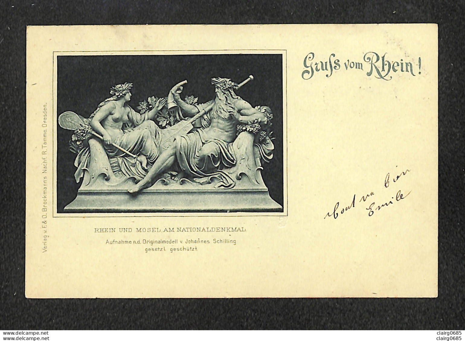 ALLEMAGNE - RUDESHEIM - Gruss Vom Rhein - Nationaldenkmal - 1902 - Ruedesheim A. Rh.