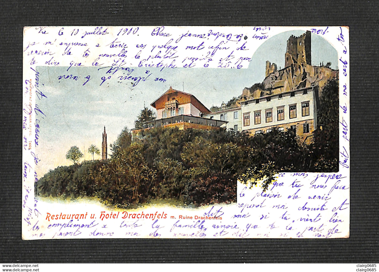 ALLEMAGNE - Restaurant U. Hotel Drachenfels - 1900 - Drachenfels