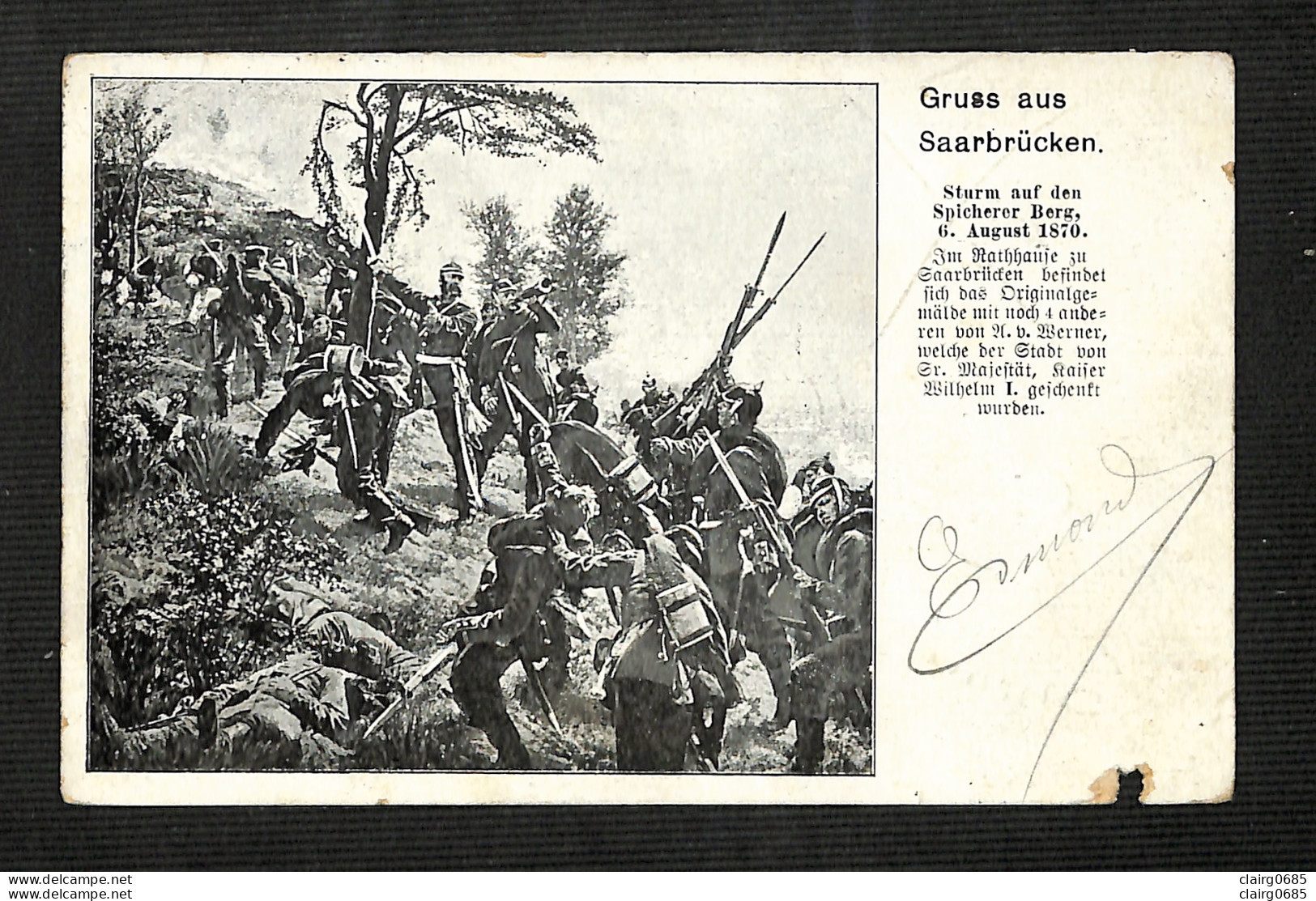 ALLEMAGNE - SAARBRÜCKEN - Gruss Aus Saarbrûcken - Sturm Af Den Spicherer Berg, 6 August 1870 - 1903 - Saarbrücken