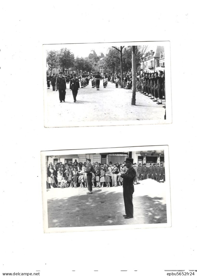 4 Photos  Cérémonie Militaire à Bergerac 24 En 1952  Militaires , Fanfare ,  Photos Bondier à Bergerac - Guerra, Militari