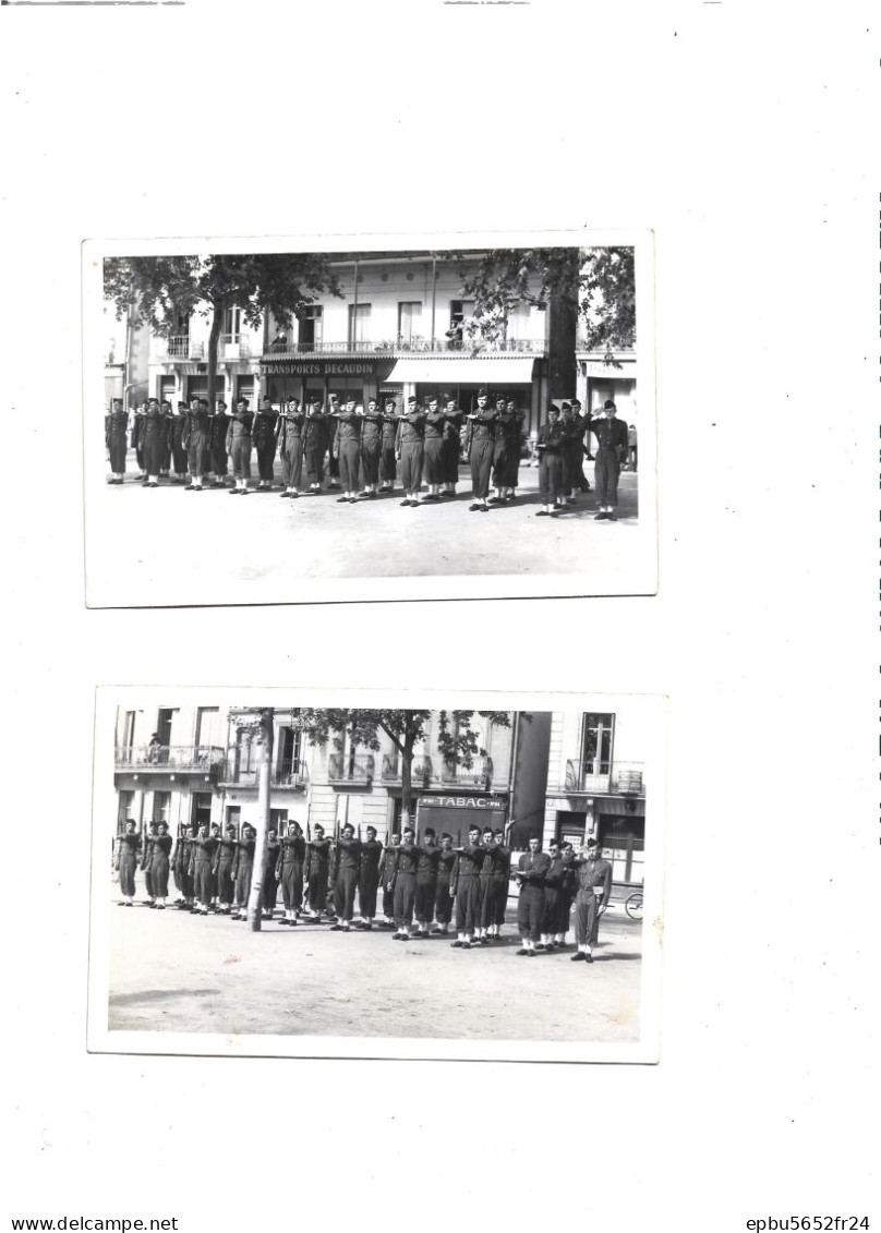 4 Photos  Cérémonie Militaire à Bergerac 24 En 1952  Militaires , Fanfare ,  Photos Bondier à Bergerac - Guerre, Militaire