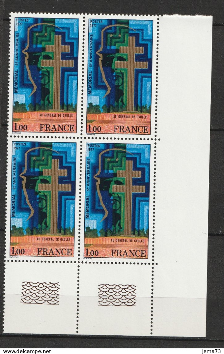 N° 1941 5ème Anniveraire Au Mémorial Du Général De Gaulle: Beau Bloc De 4 Timbres Neuf Impeccble, - Neufs