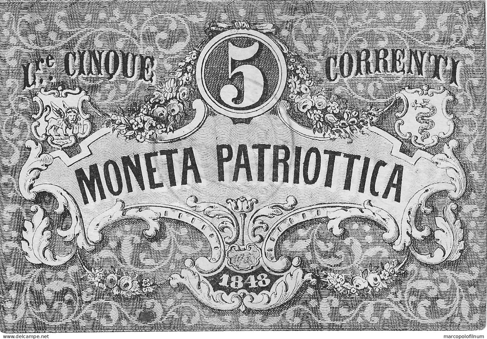VENEZIA - GOVERNO PROVVISORIO - 1848 - 5 LIRE CORRENTI - SPL - - Altri & Non Classificati