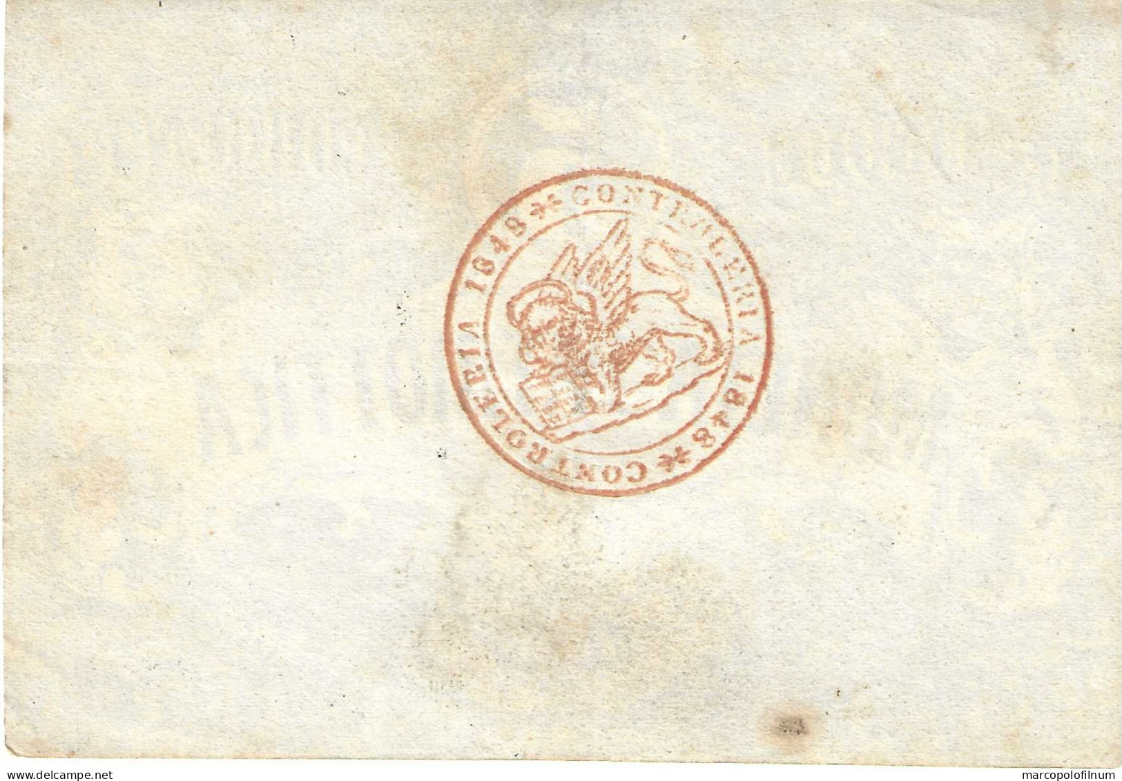 VENEZIA - GOVERNO PROVVISORIO - 1848 - 5 LIRE CORRENTI - SPL - - Other & Unclassified