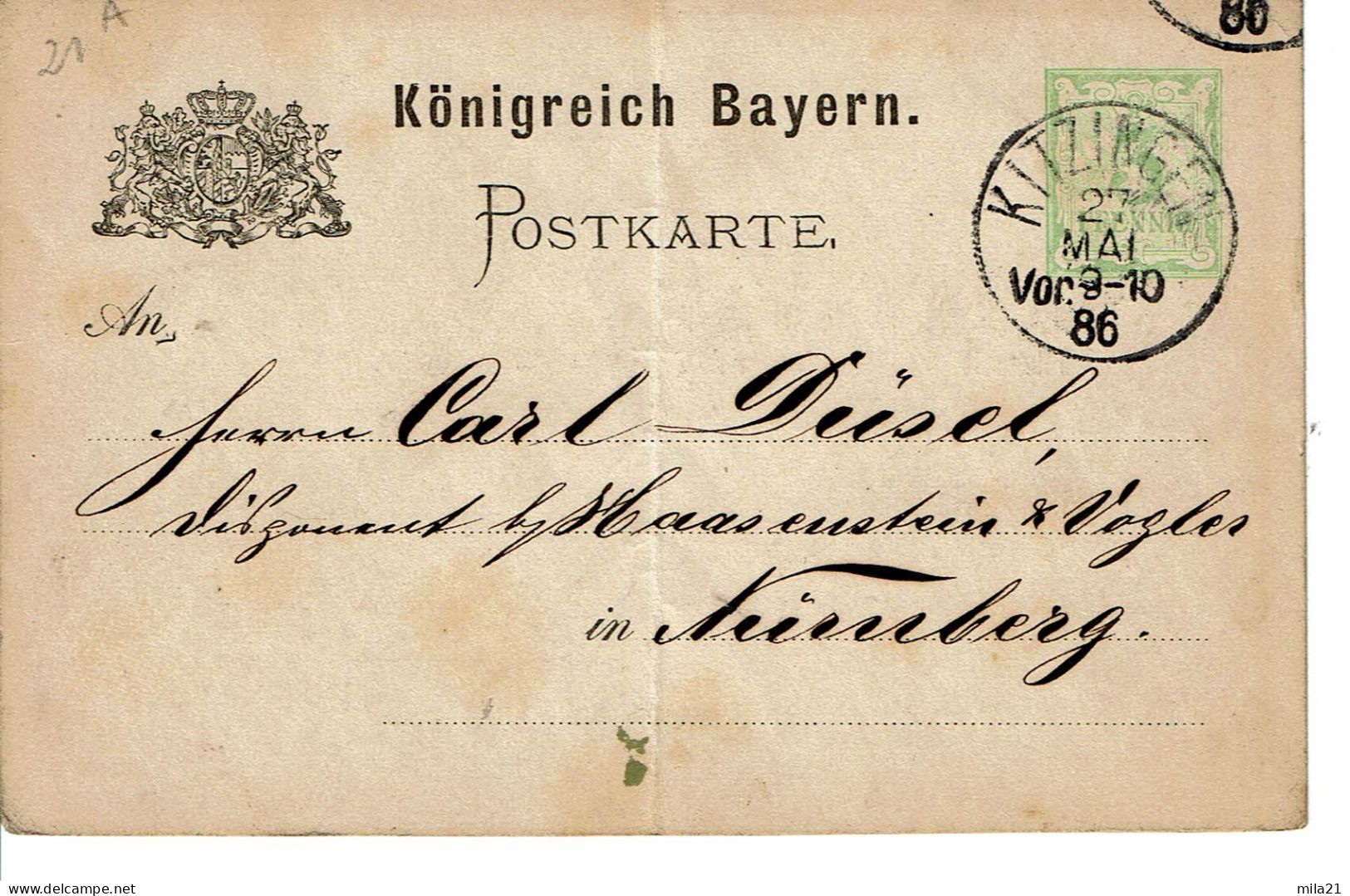 BAVIERE ENTIER POSTAL 5 FEENNIC VERT - Tarjetas