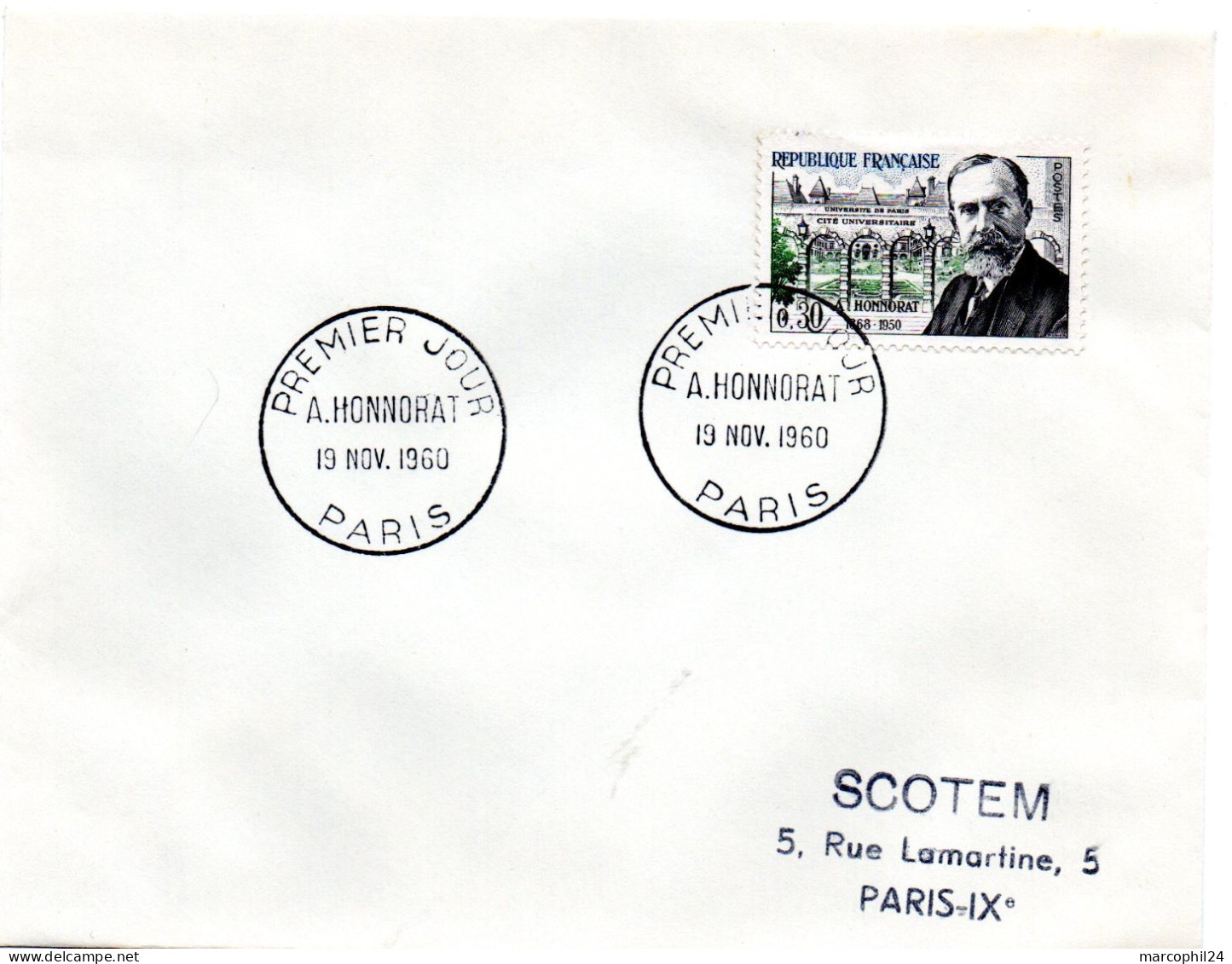 ARCHITECTURE / HONNORAT = 75 PARIS 1960 = CACHET PREMIER JOUR N° 1277 Cité Internationale Universitaire - Sonstige & Ohne Zuordnung